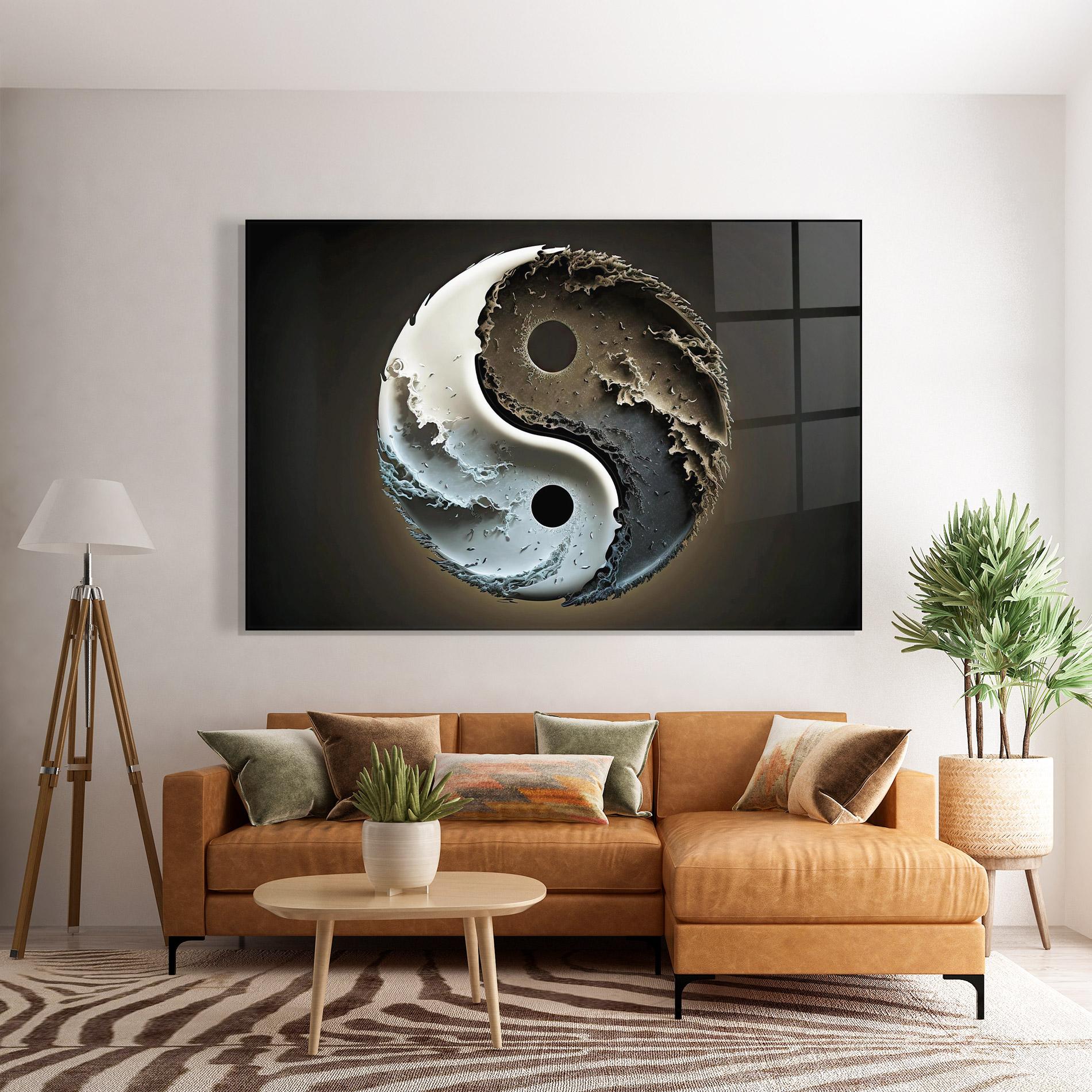 Üvegkép Brown Smoke Yinyang mockup 7