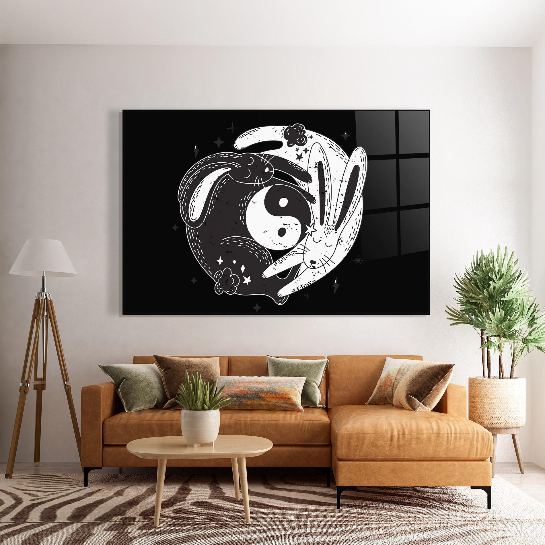Üvegkép Bunny Yinyang mockup 7