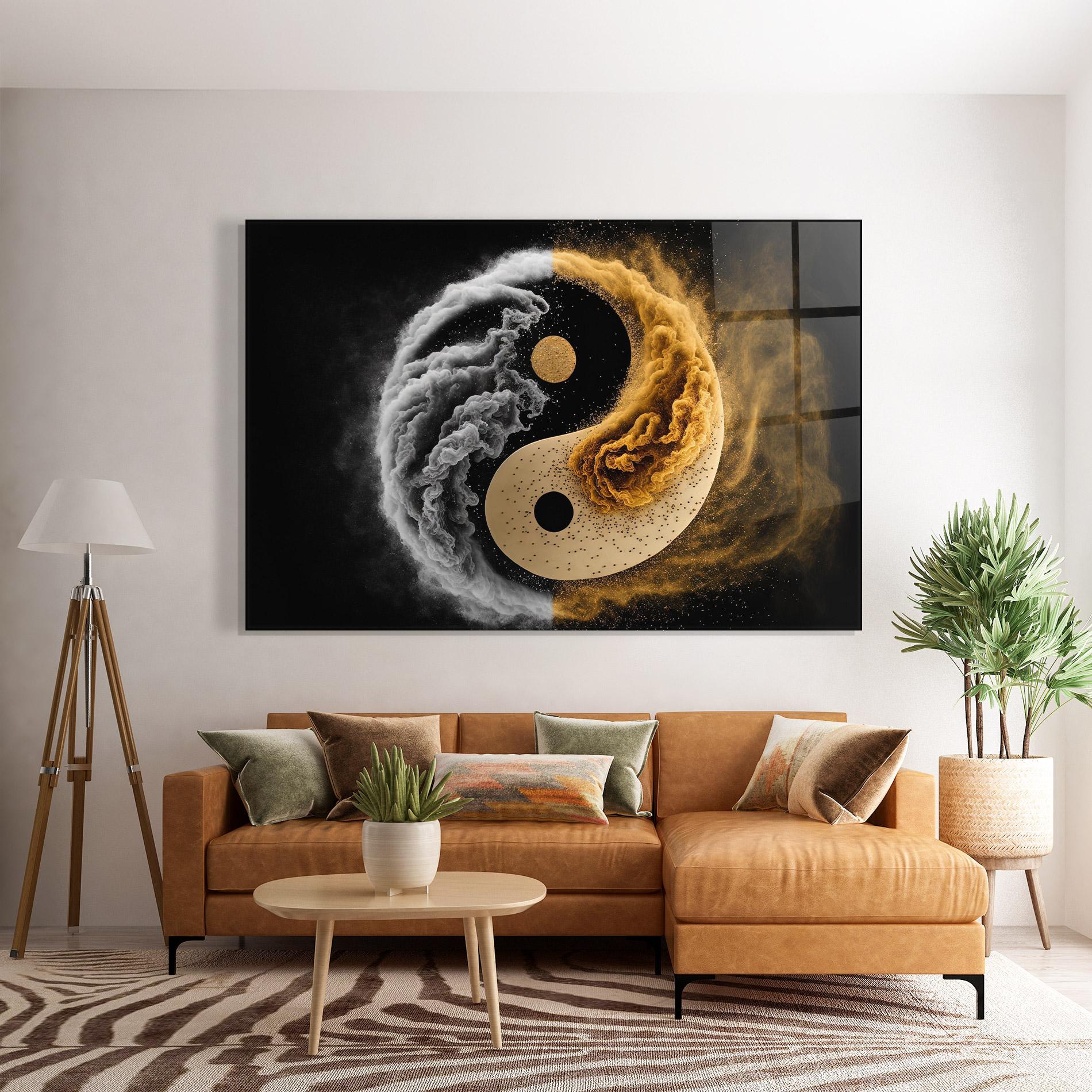 Üvegkép Cream Smoke Yinyang mockup 7