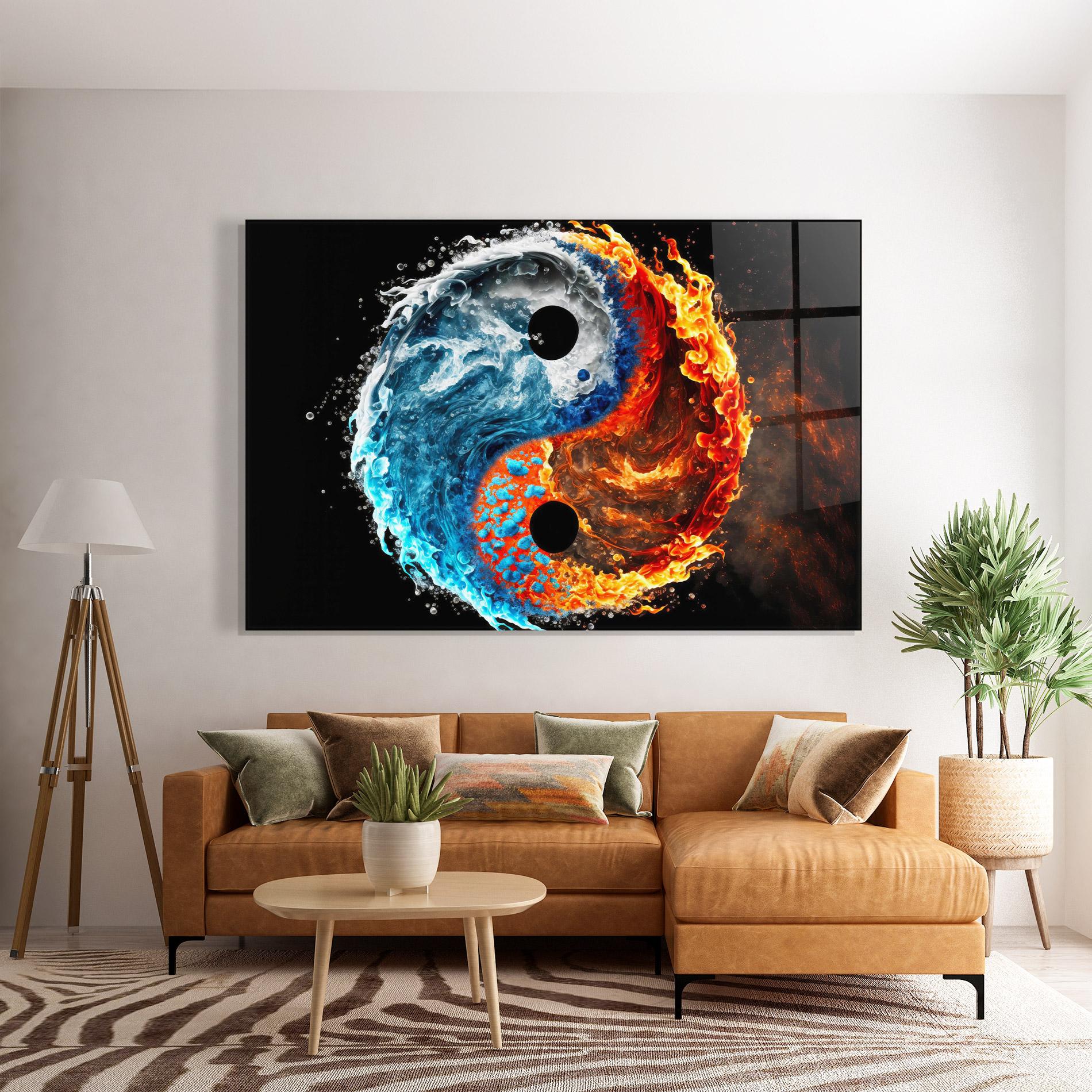 Üvegkép Fire Water Yin Yang mockup 7
