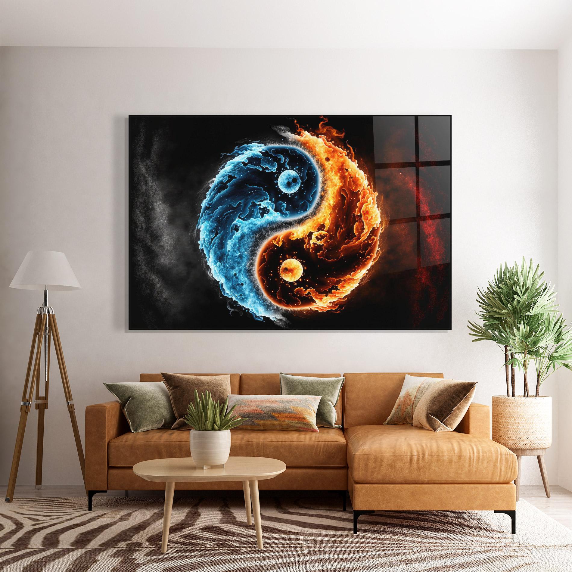 Üvegkép Fire Water Yinyang mockup 7