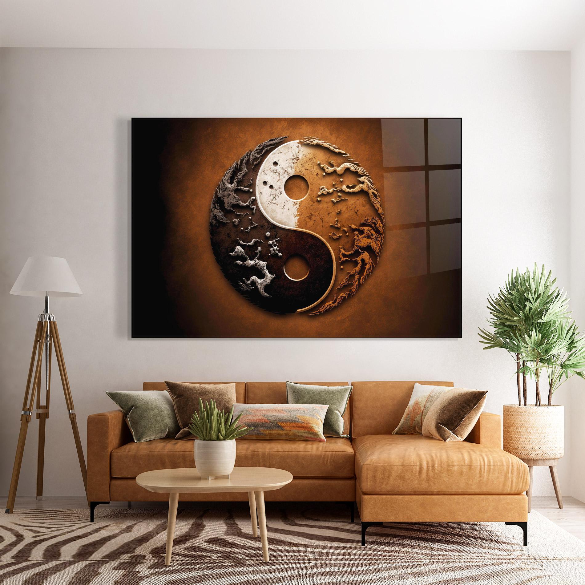 Üvegkép White Sand Yinyang mockup 7