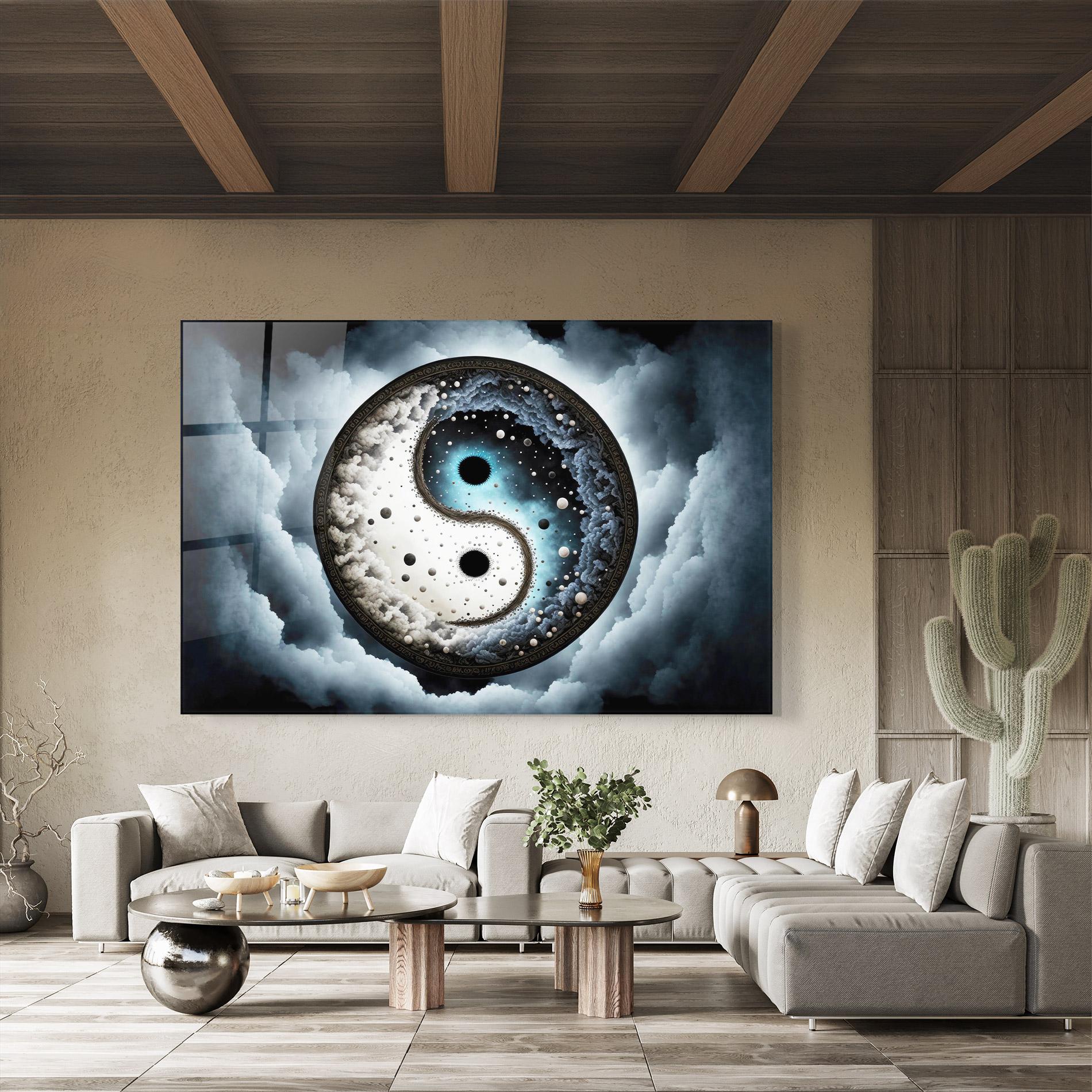 Üvegkép Black Blue Yinyang mockup 8
