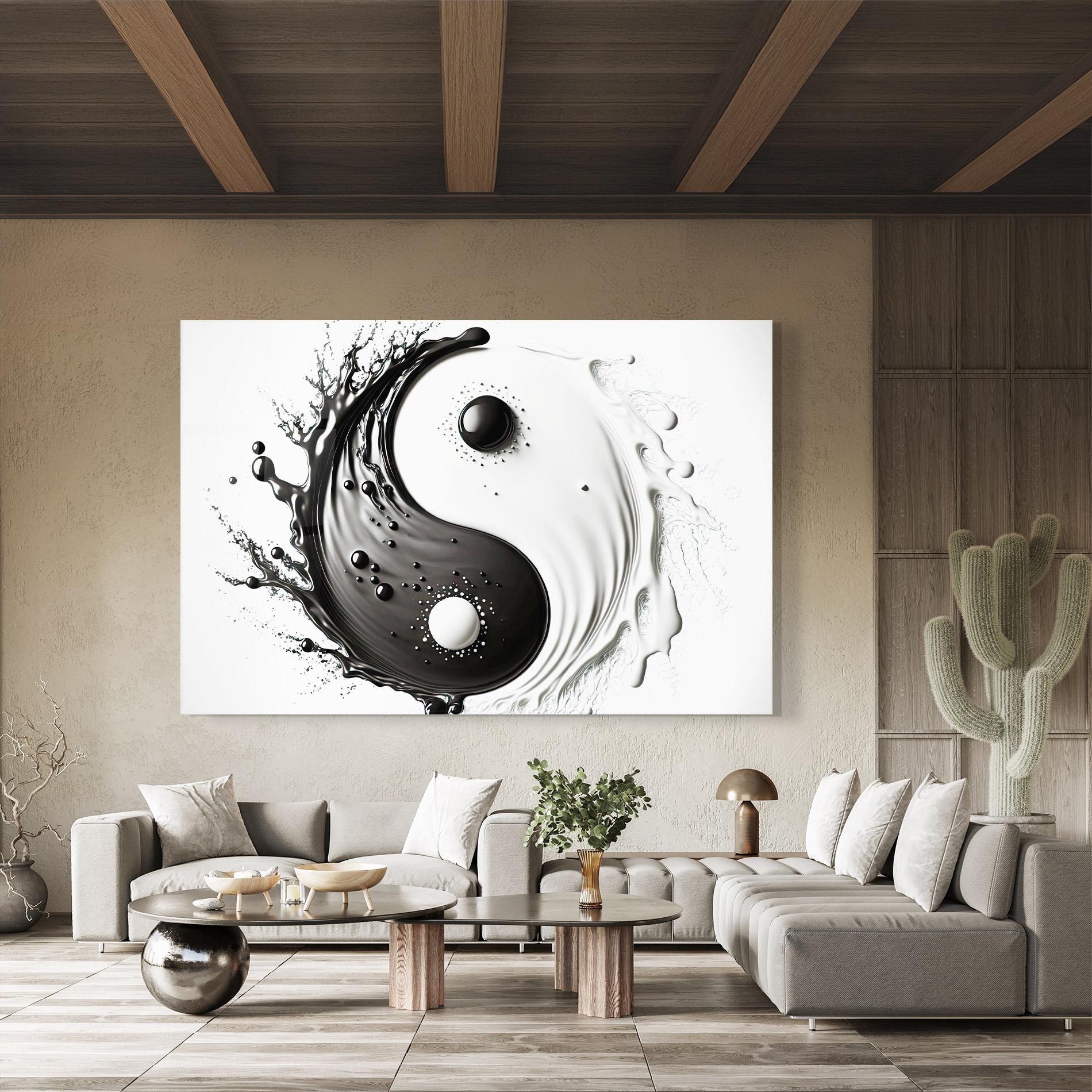 Üvegkép Black Liquid Yinyang mockup 8