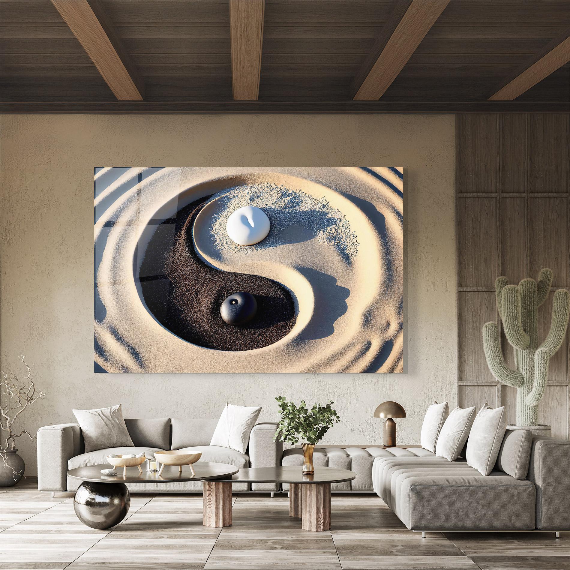 Üvegkép Black Sand Yinyang mockup 8