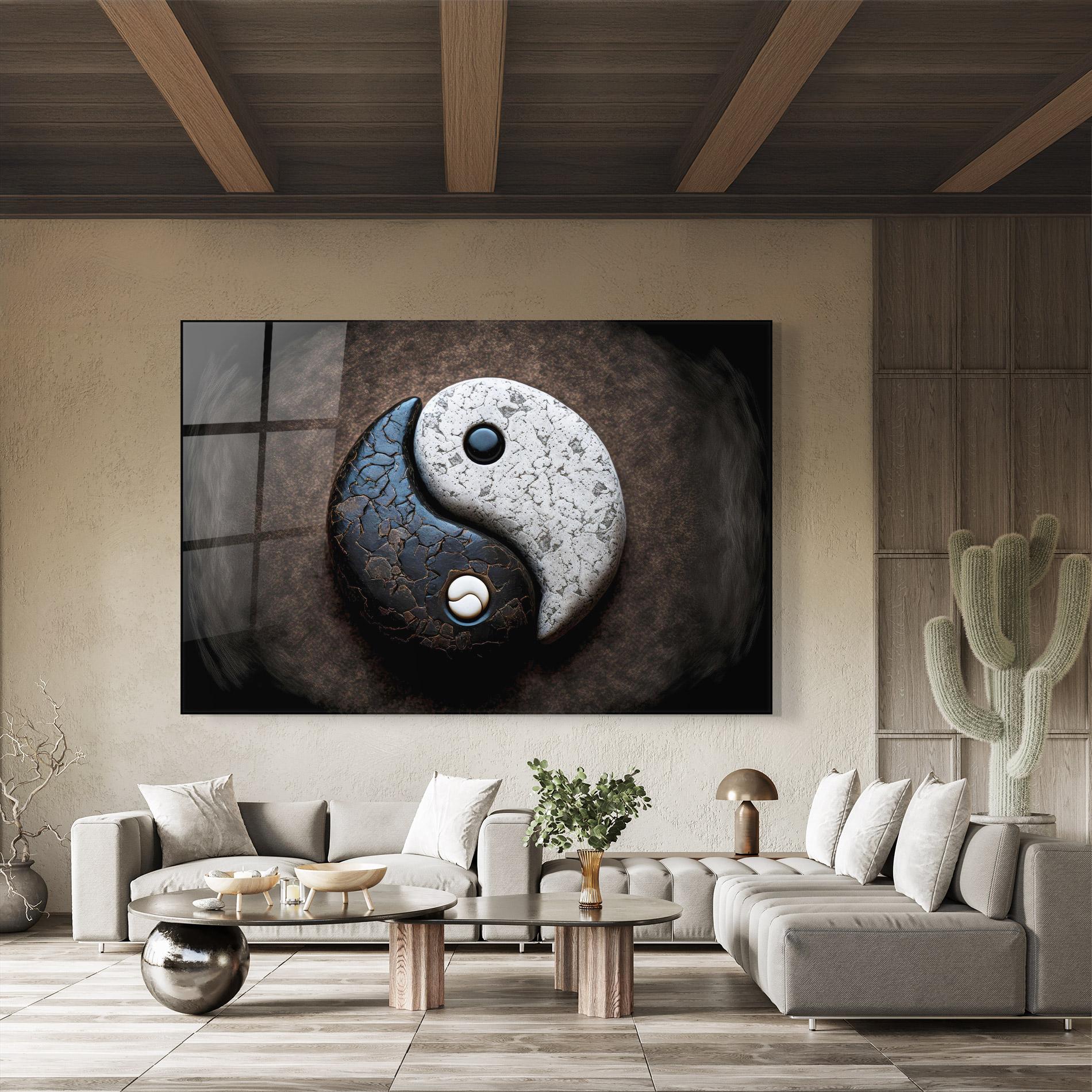 Üvegkép Black Stone Yinyang mockup 8