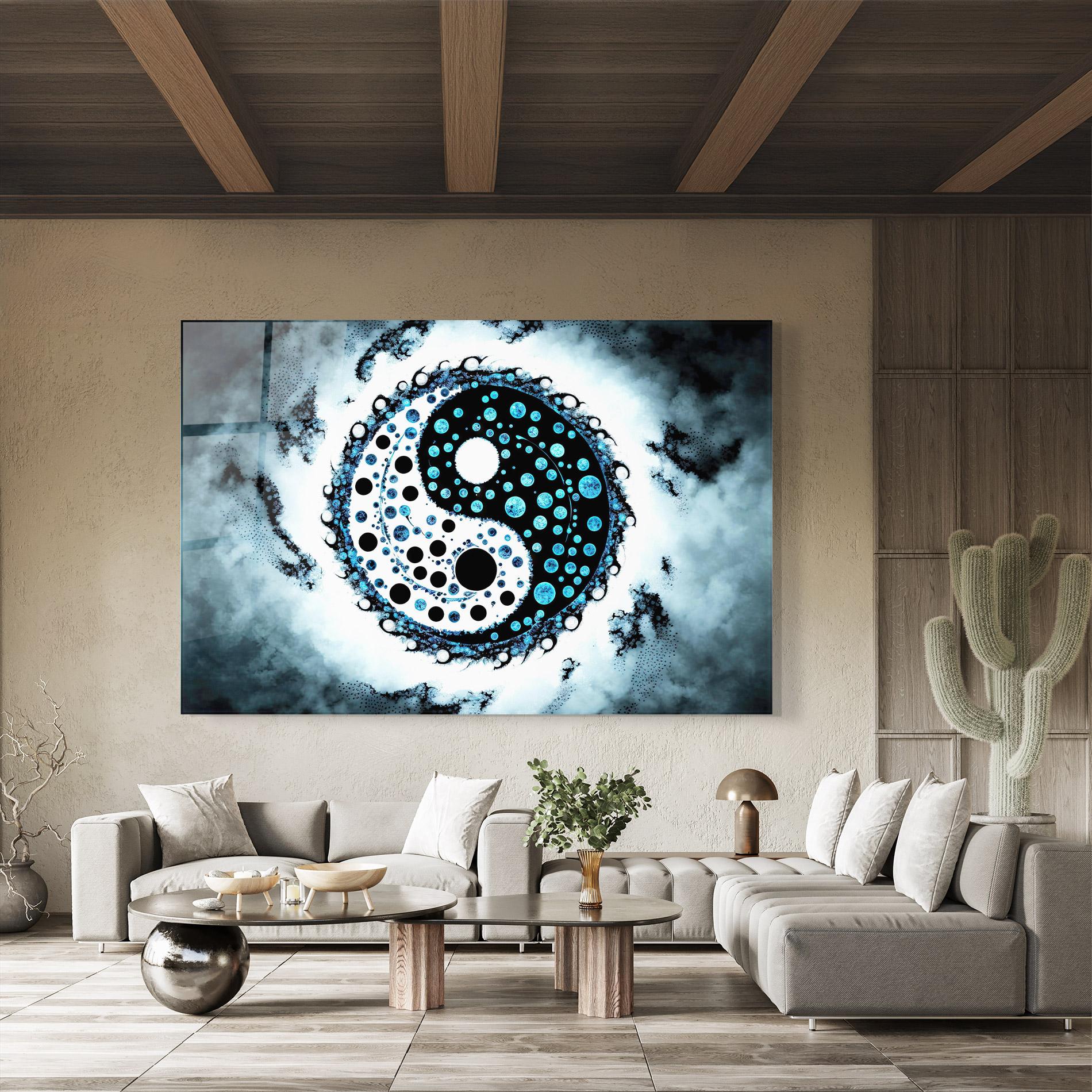 Üvegkép Blue White Yinyang mockup 8