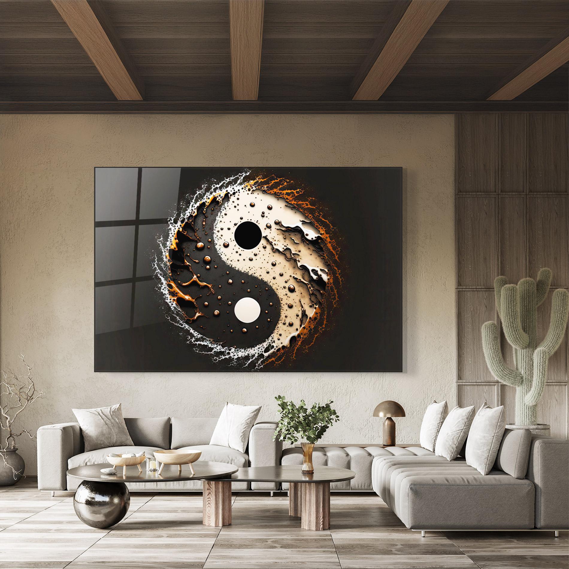 Üvegkép Brown Liquid Yinyang mockup 8