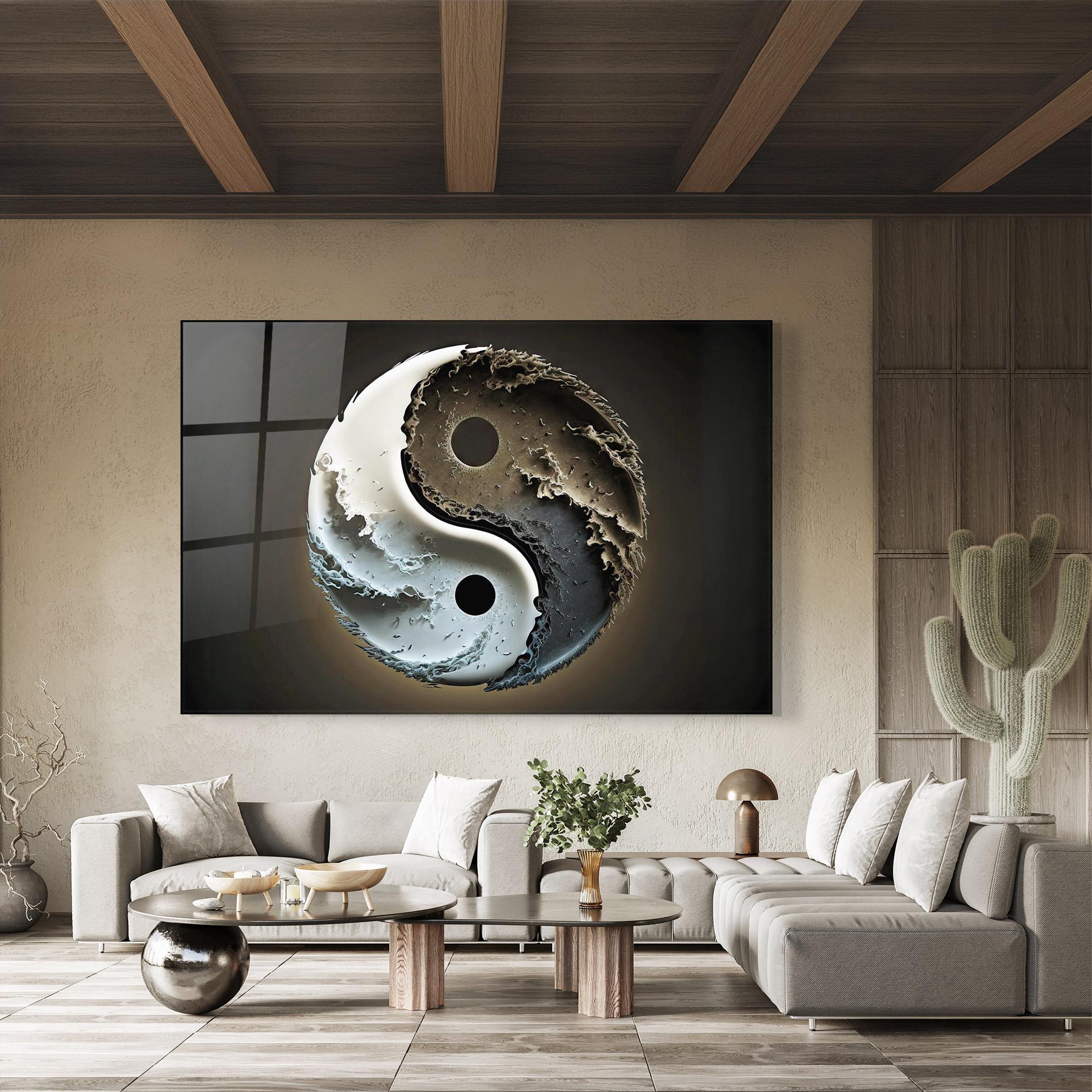 Üvegkép Brown Smoke Yinyang mockup 8