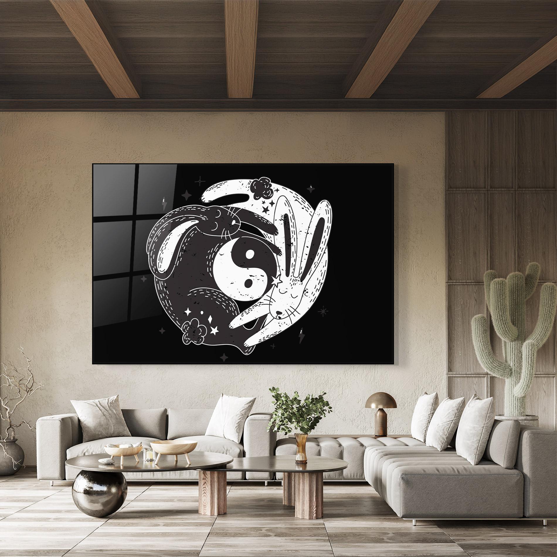 Üvegkép Bunny Yinyang mockup 8