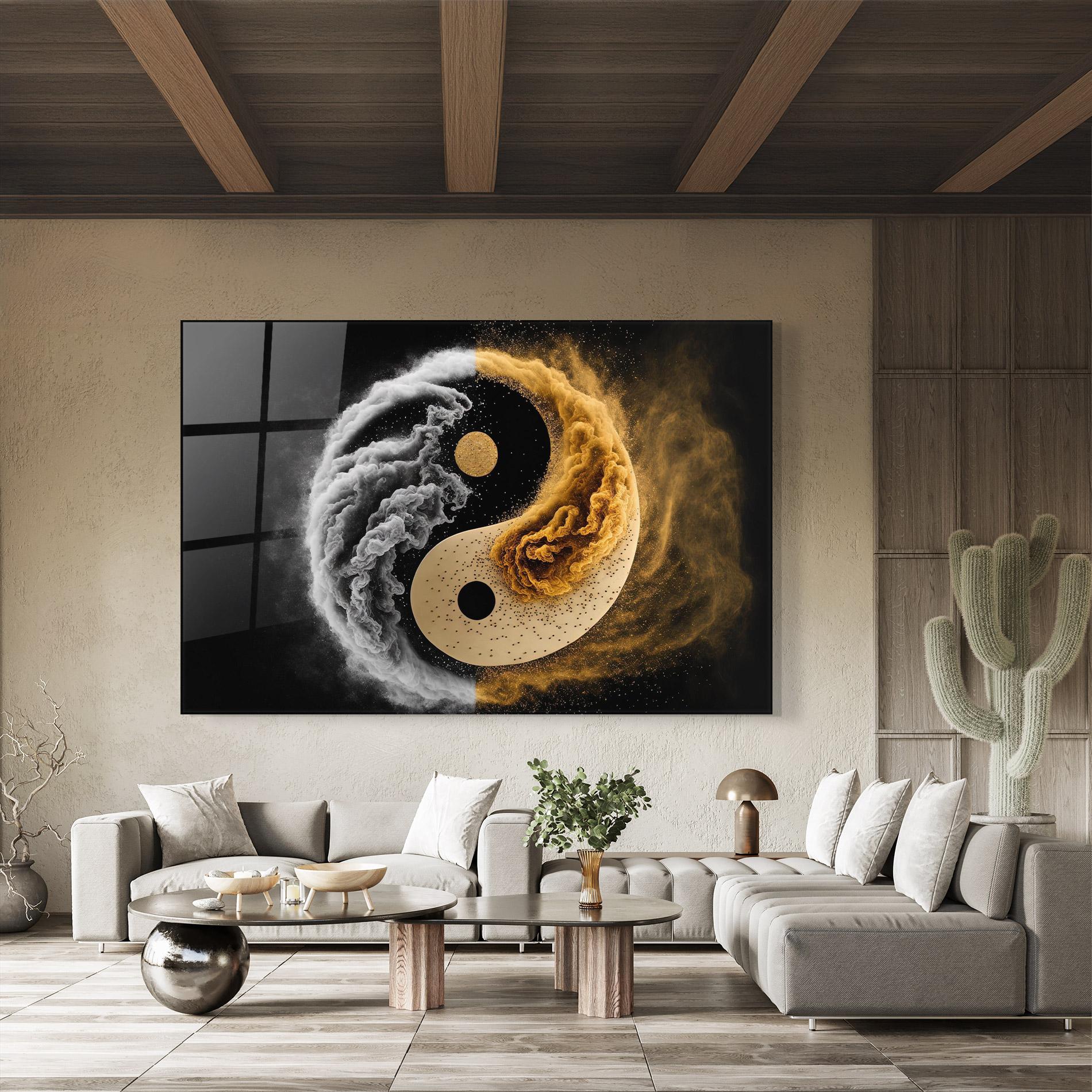 Üvegkép Cream Smoke Yinyang mockup 8