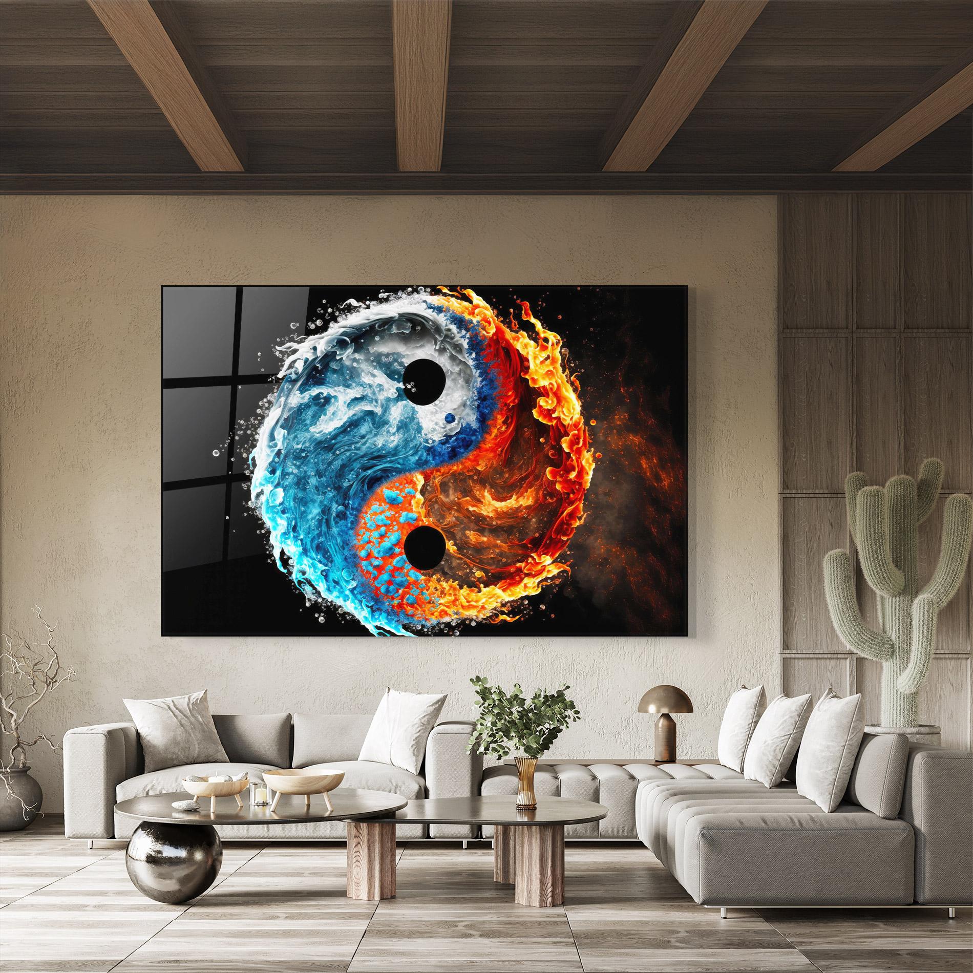 Üvegkép Fire Water Yin Yang mockup 8
