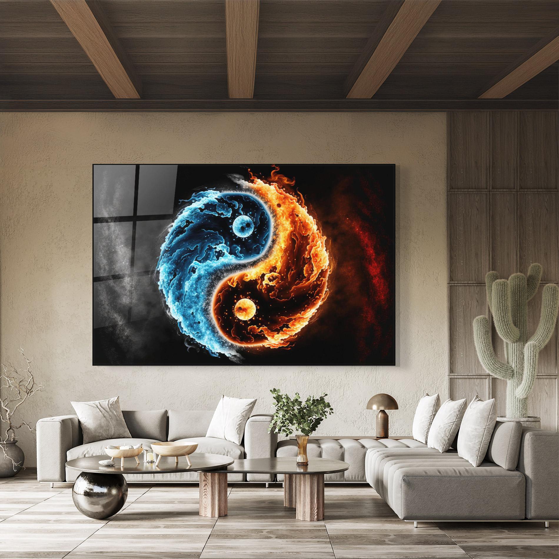 Üvegkép Fire Water Yinyang mockup 8