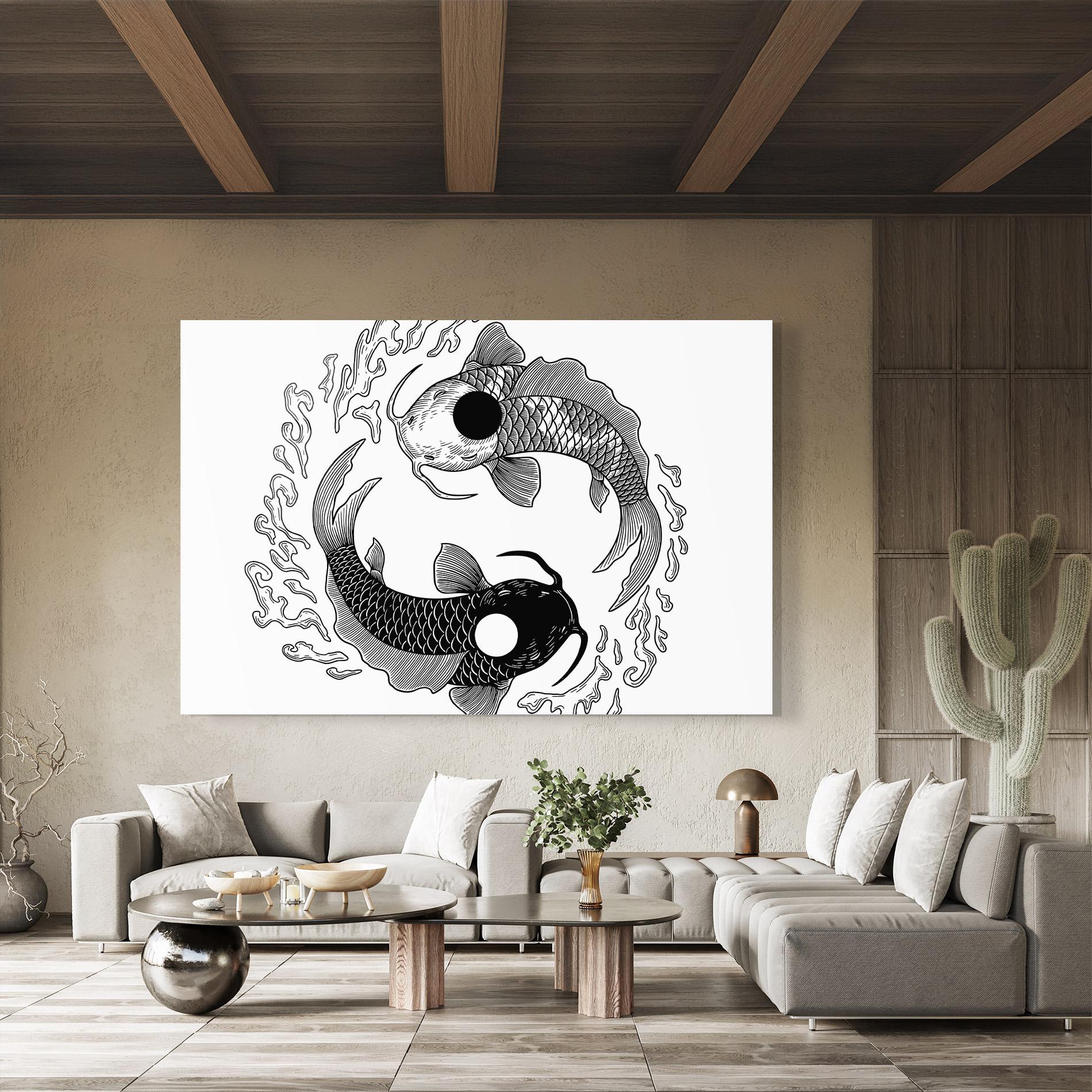 Üvegkép Koi Art Yinyang mockup 8