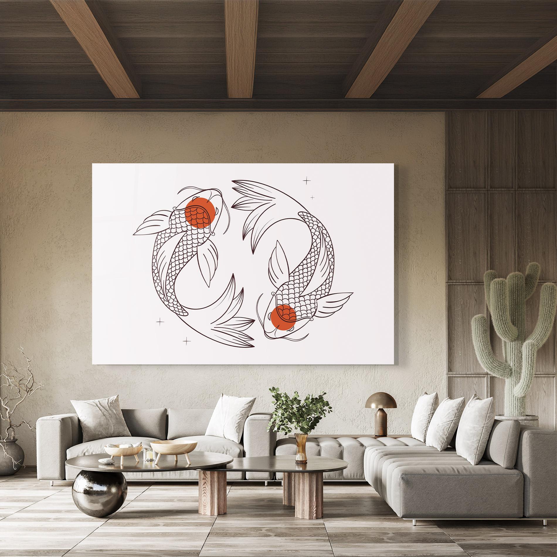 Üvegkép Koi Yinyang Art mockup 8
