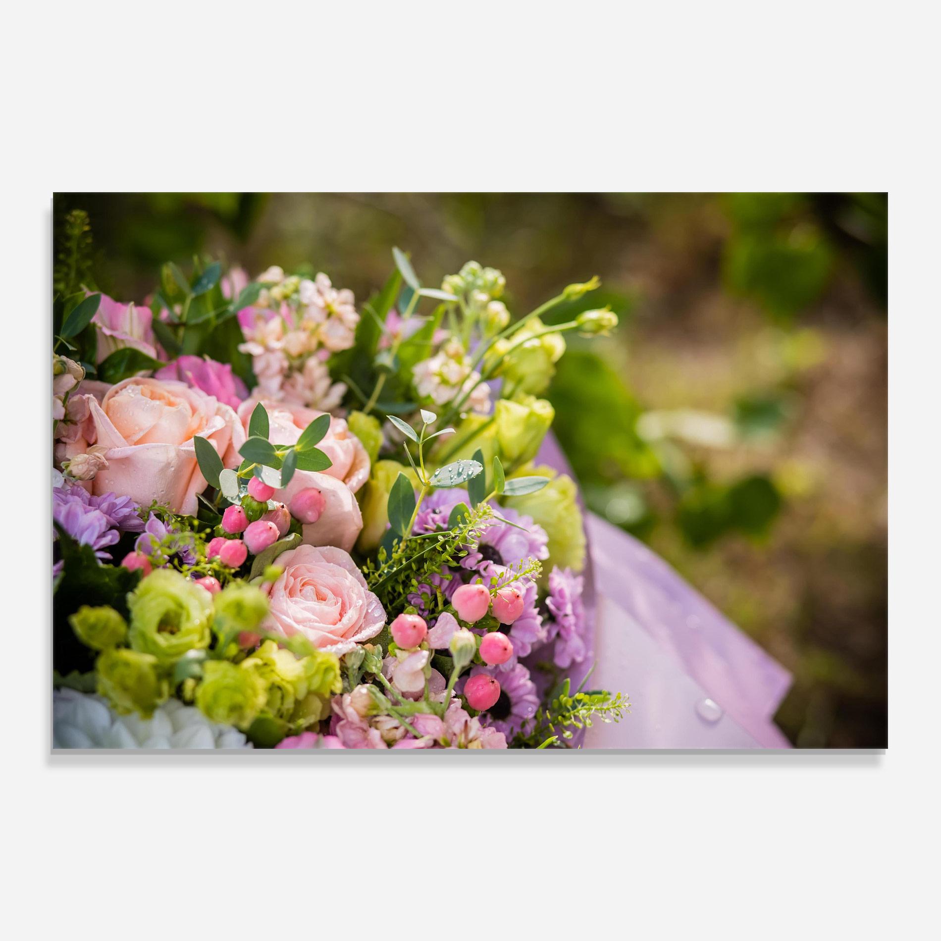 Üvegkép Green Pink Bouquet mockup 0