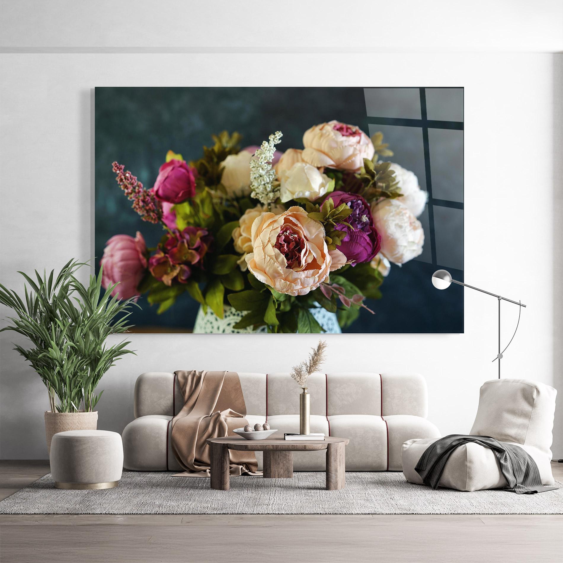 Üvegkép Cream Roses Bouquet mockup 9