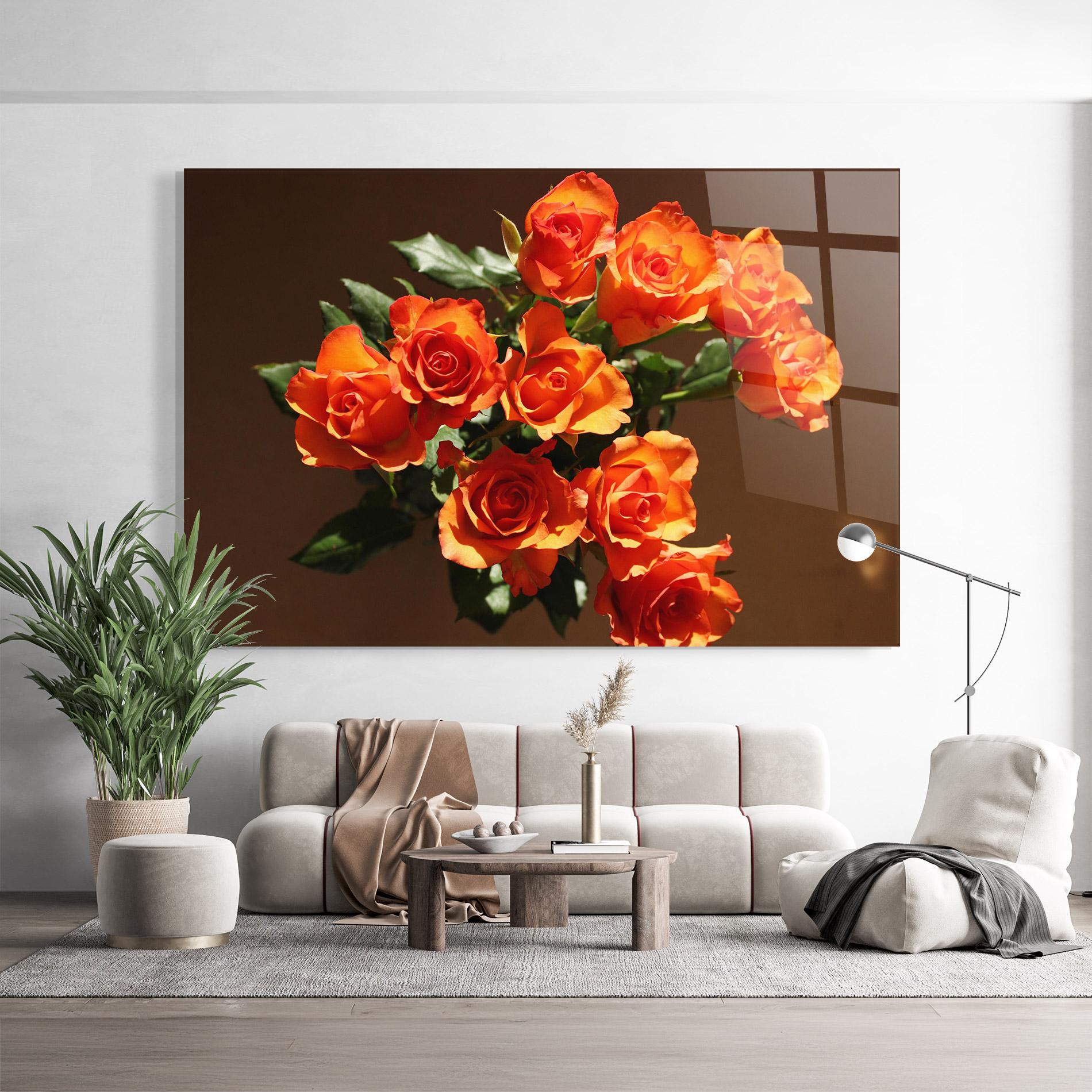 Üvegkép Orange Roses Bouquet mockup 9