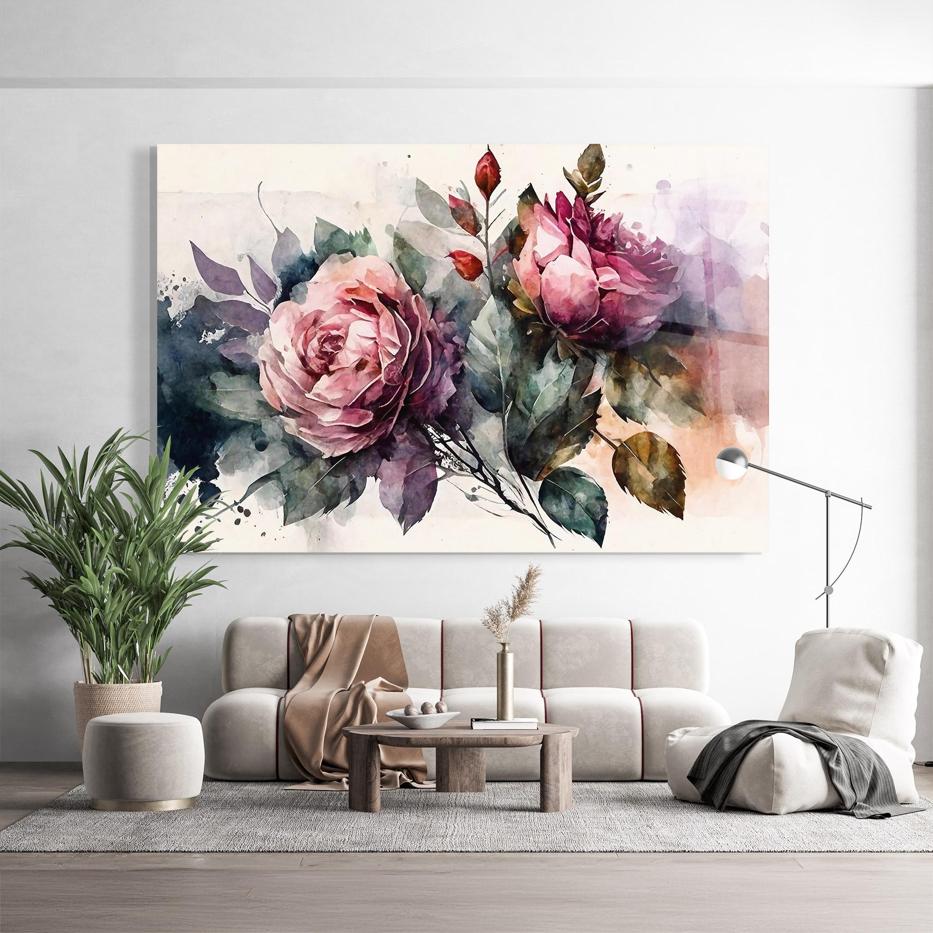 Üvegkép Roses Bouquet Art mockup 9