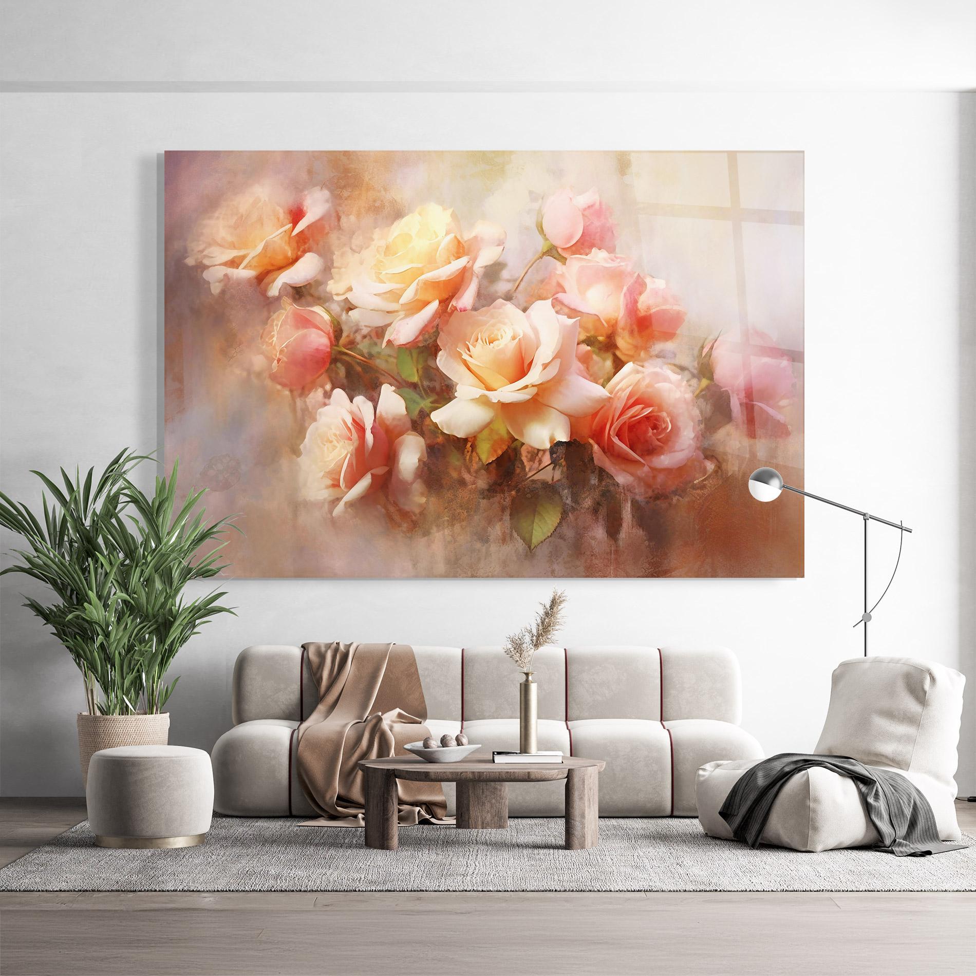 Üvegkép Roses Bouquet Painting mockup 9