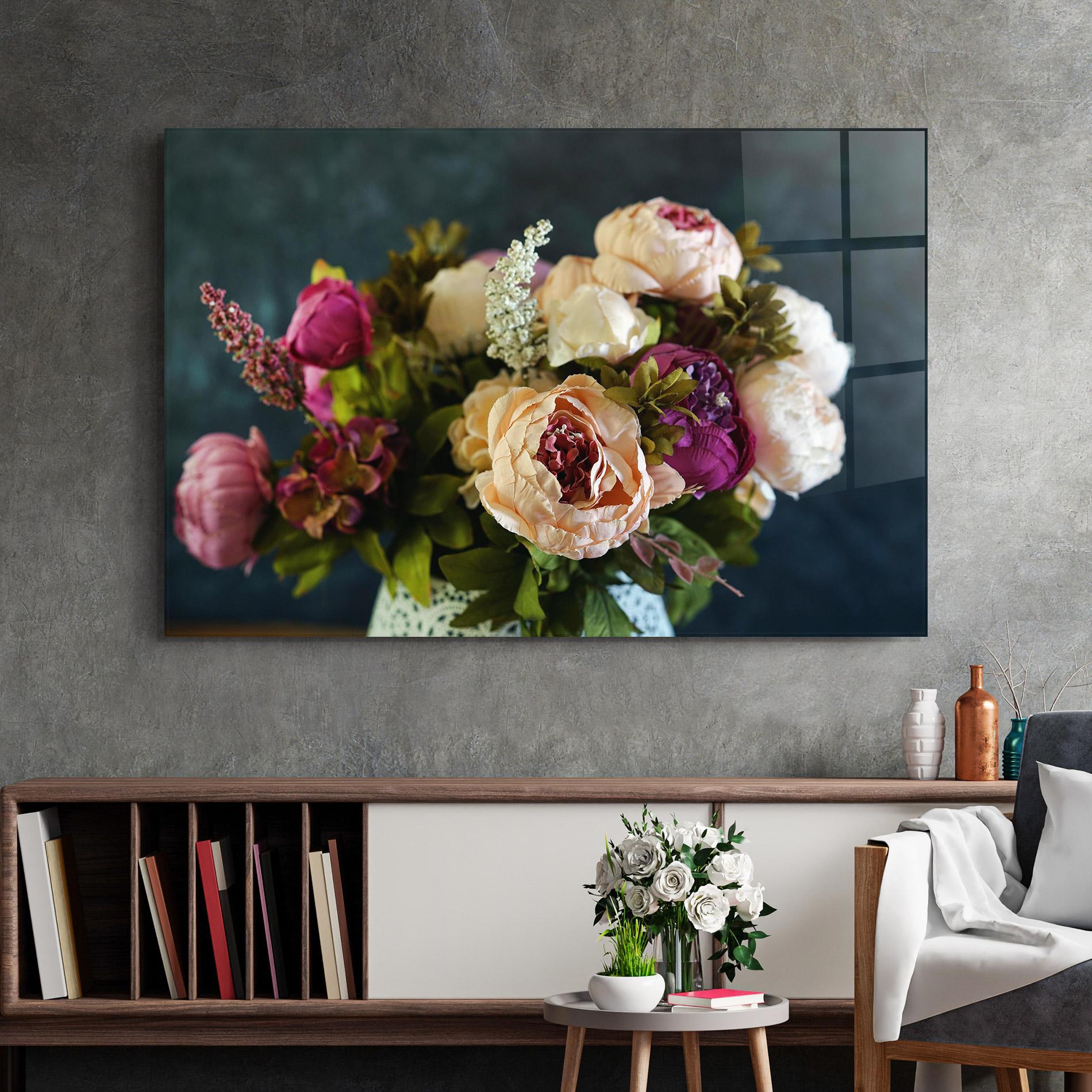 Üvegkép Cream Roses Bouquet mockup 2