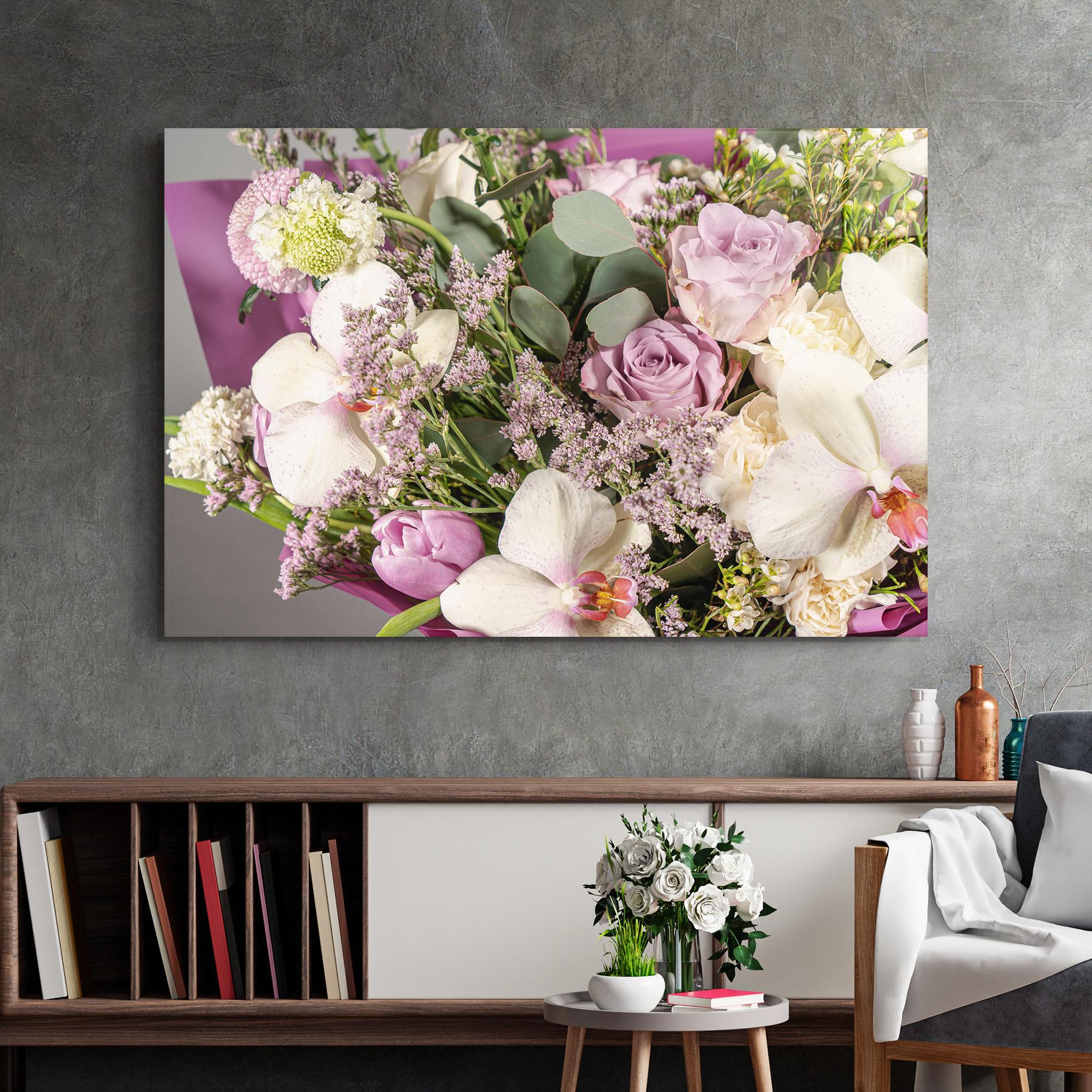 Üvegkép Cute Purple Bouquet mockup 2