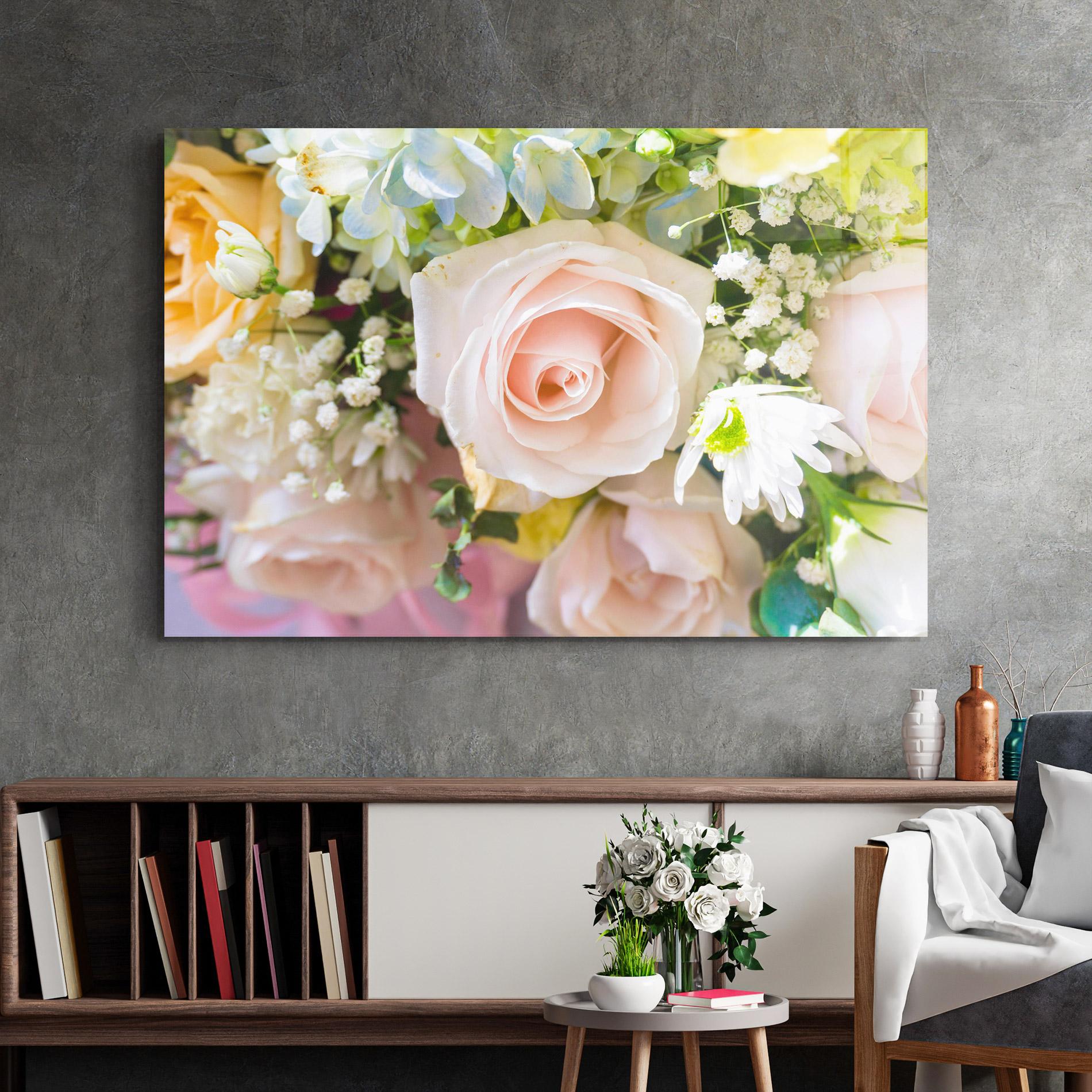 Üvegkép Light Pink Bouquet mockup 2