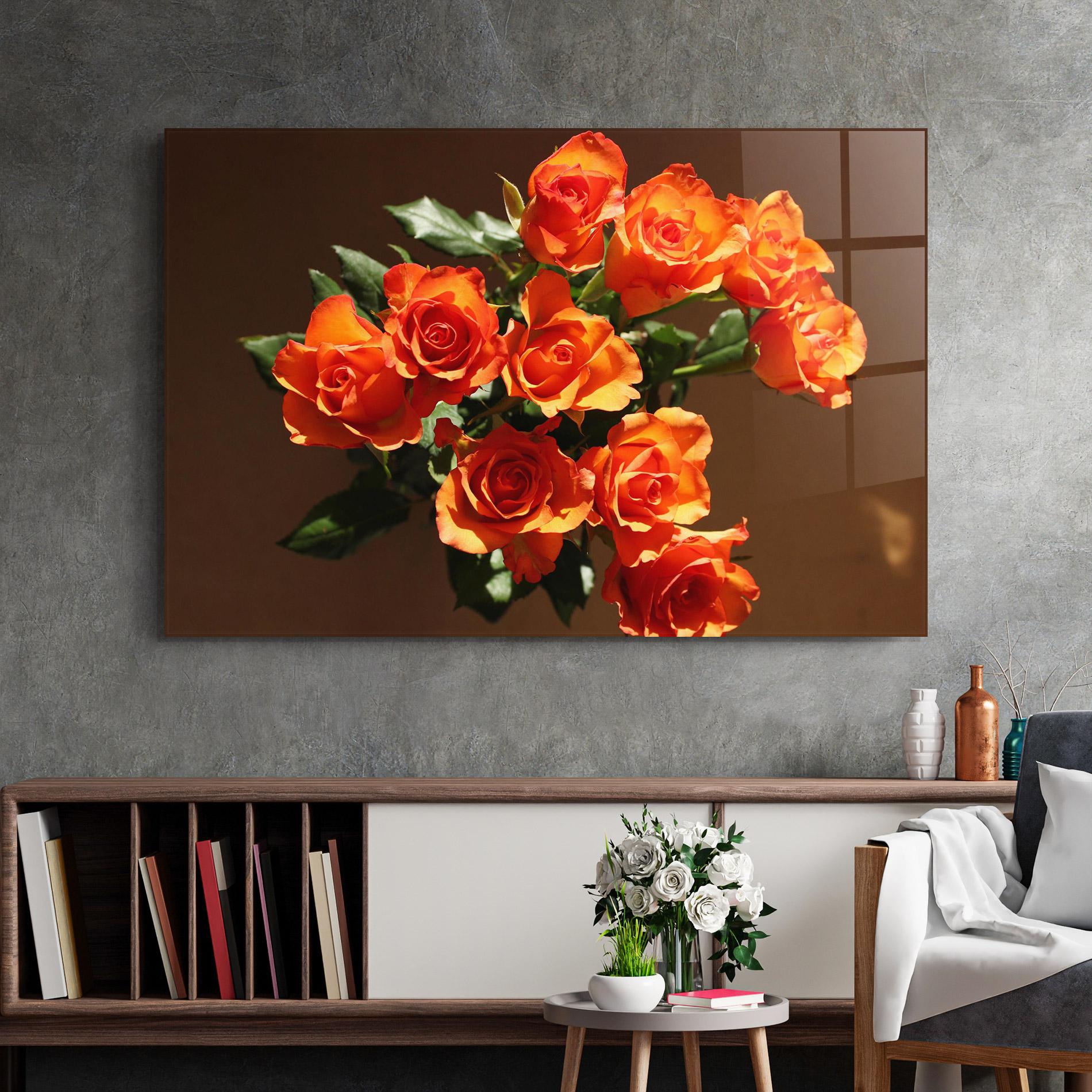 Üvegkép Orange Roses Bouquet mockup 2