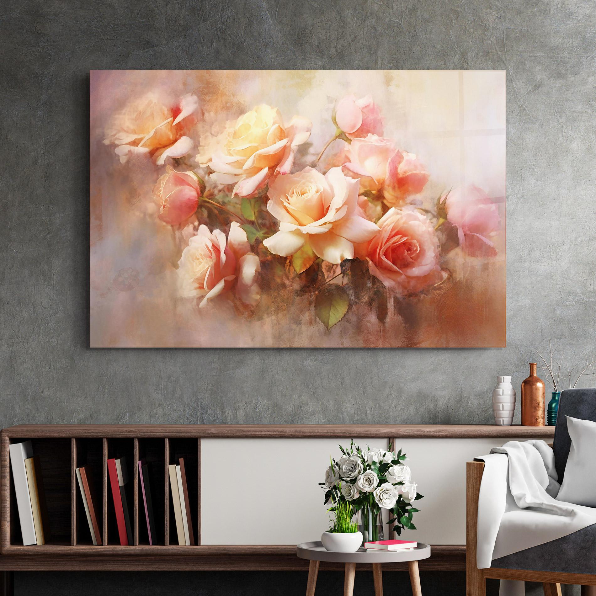 Üvegkép Roses Bouquet Painting mockup 2