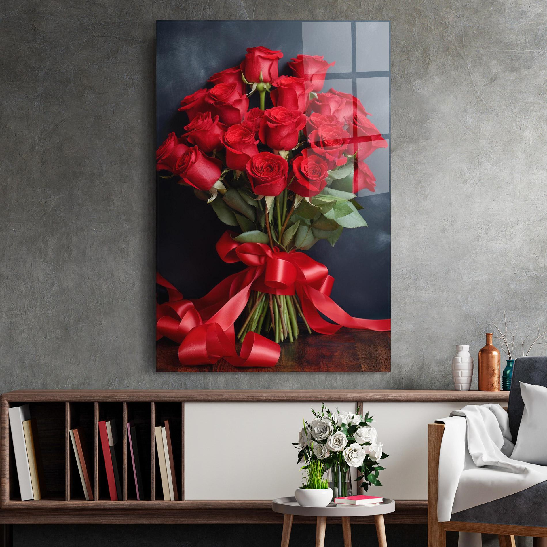 Üvegkép Beautiful Red Roses Bouquet mockup 2