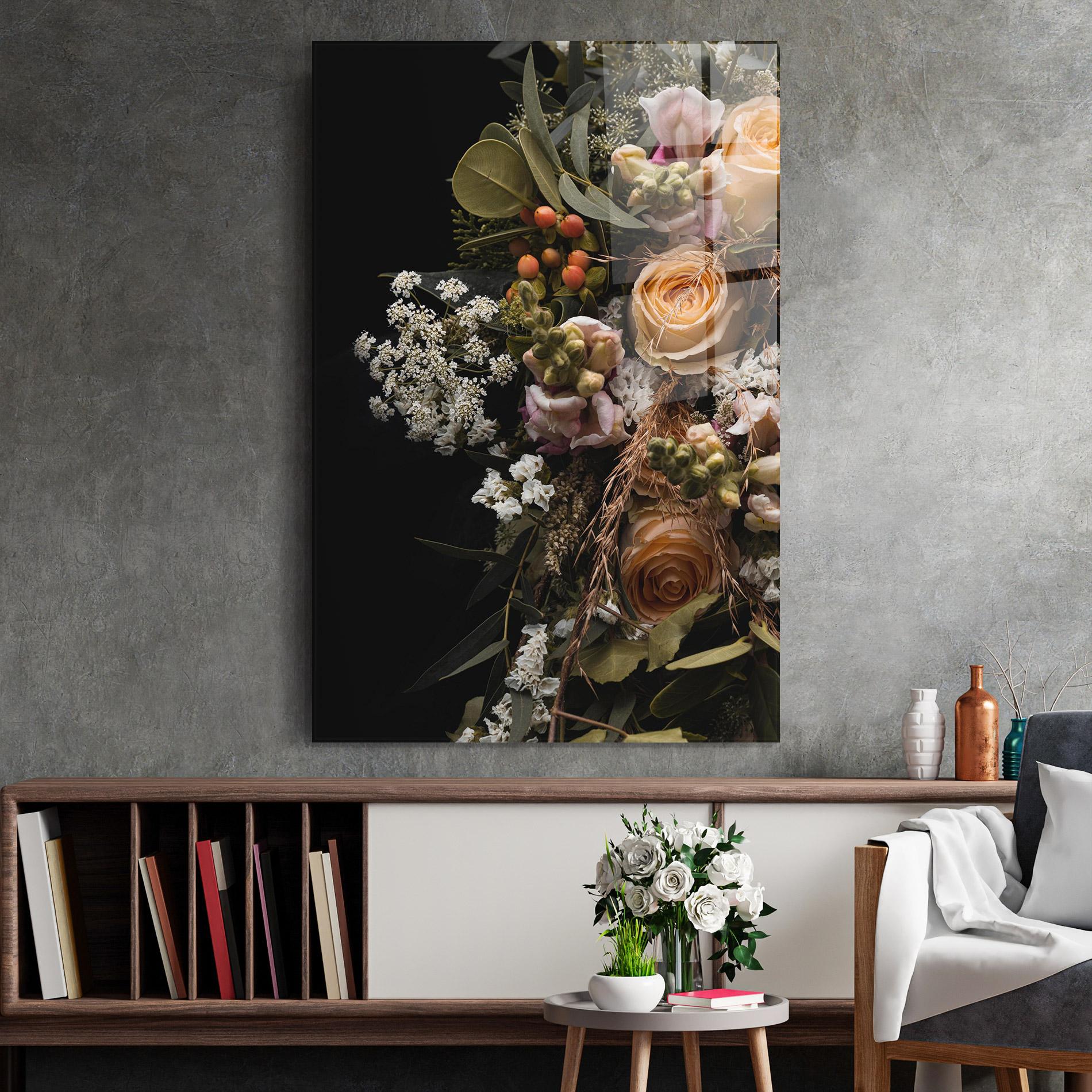 Üvegkép Dark Flower Bouquet mockup 2