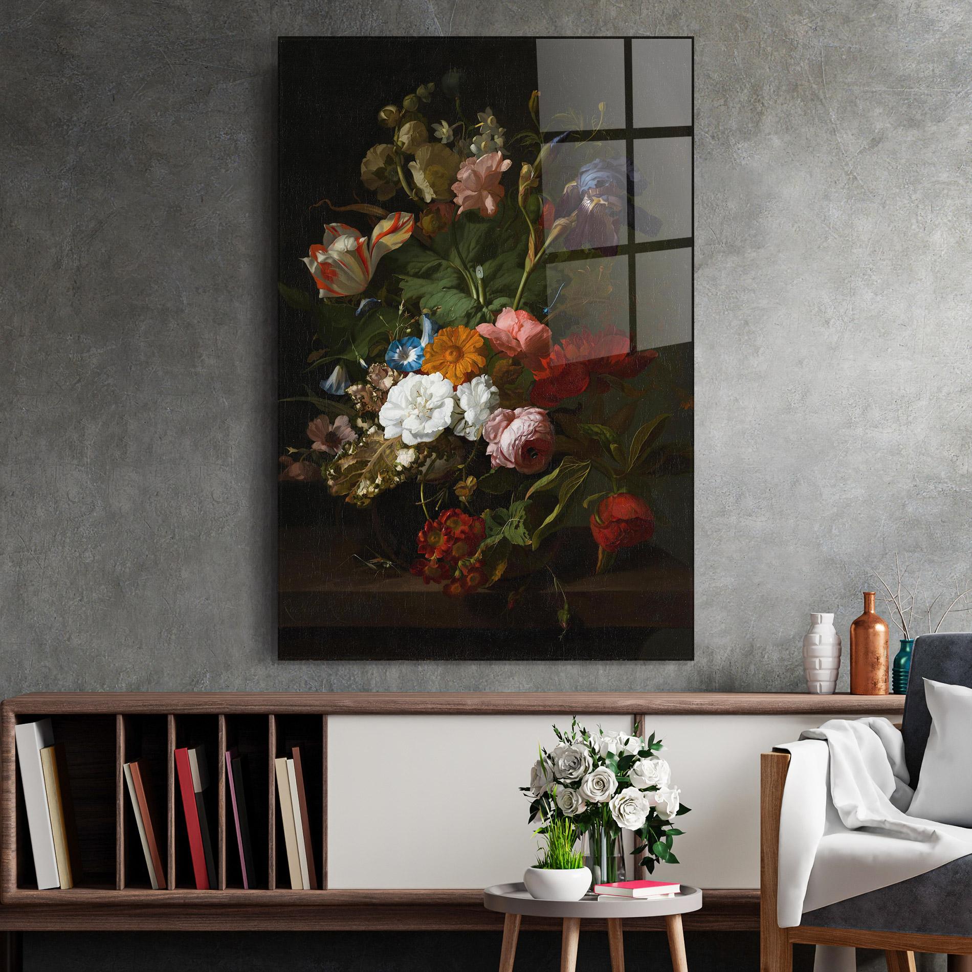 Üvegkép Dark Flowers Bouquet mockup 2