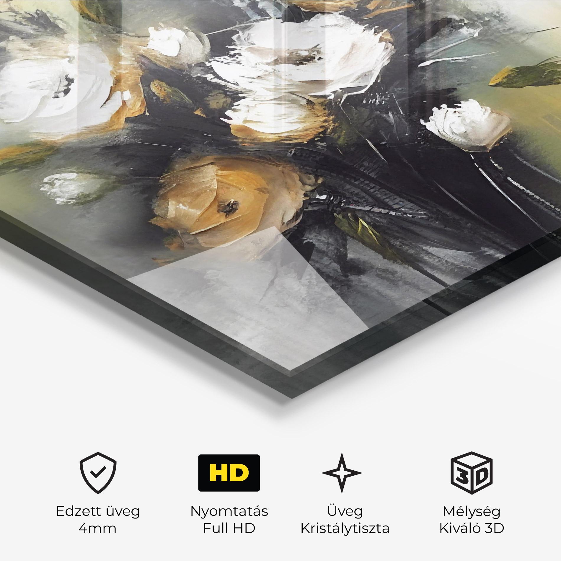 Üvegkép Bouquet Painting mockup 3