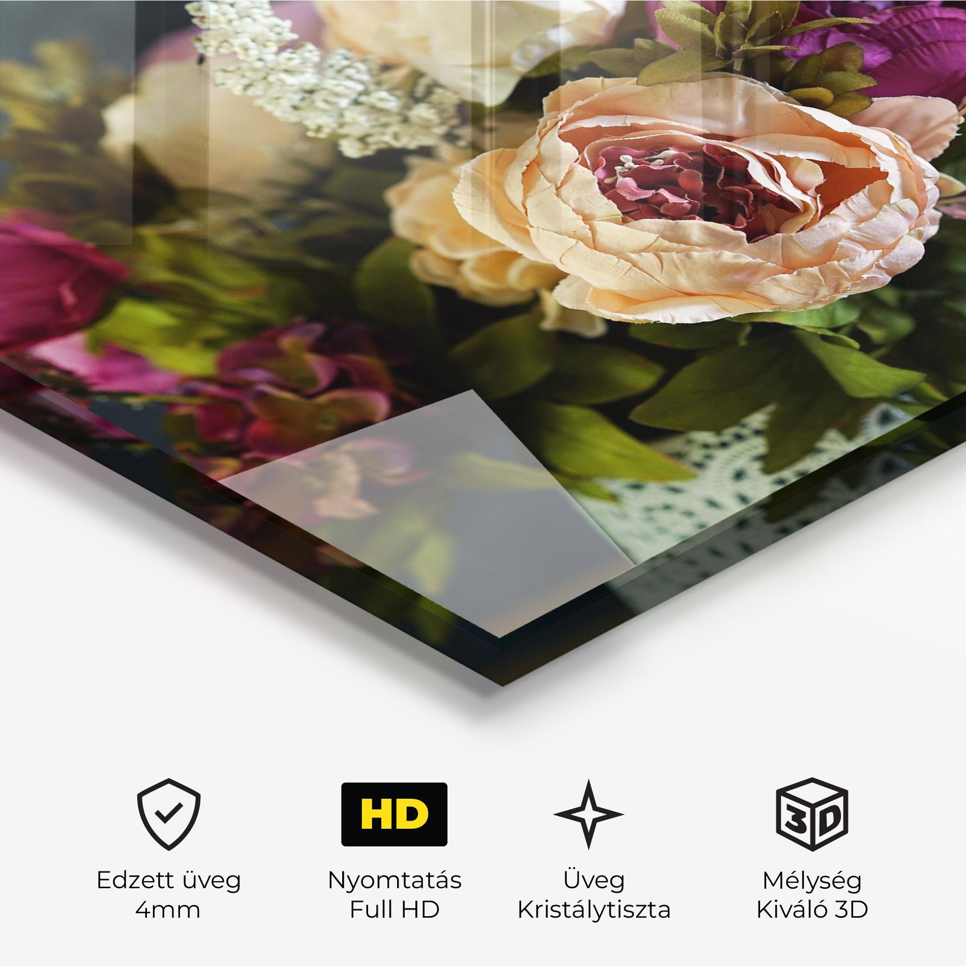 Üvegkép Cream Roses Bouquet mockup 3