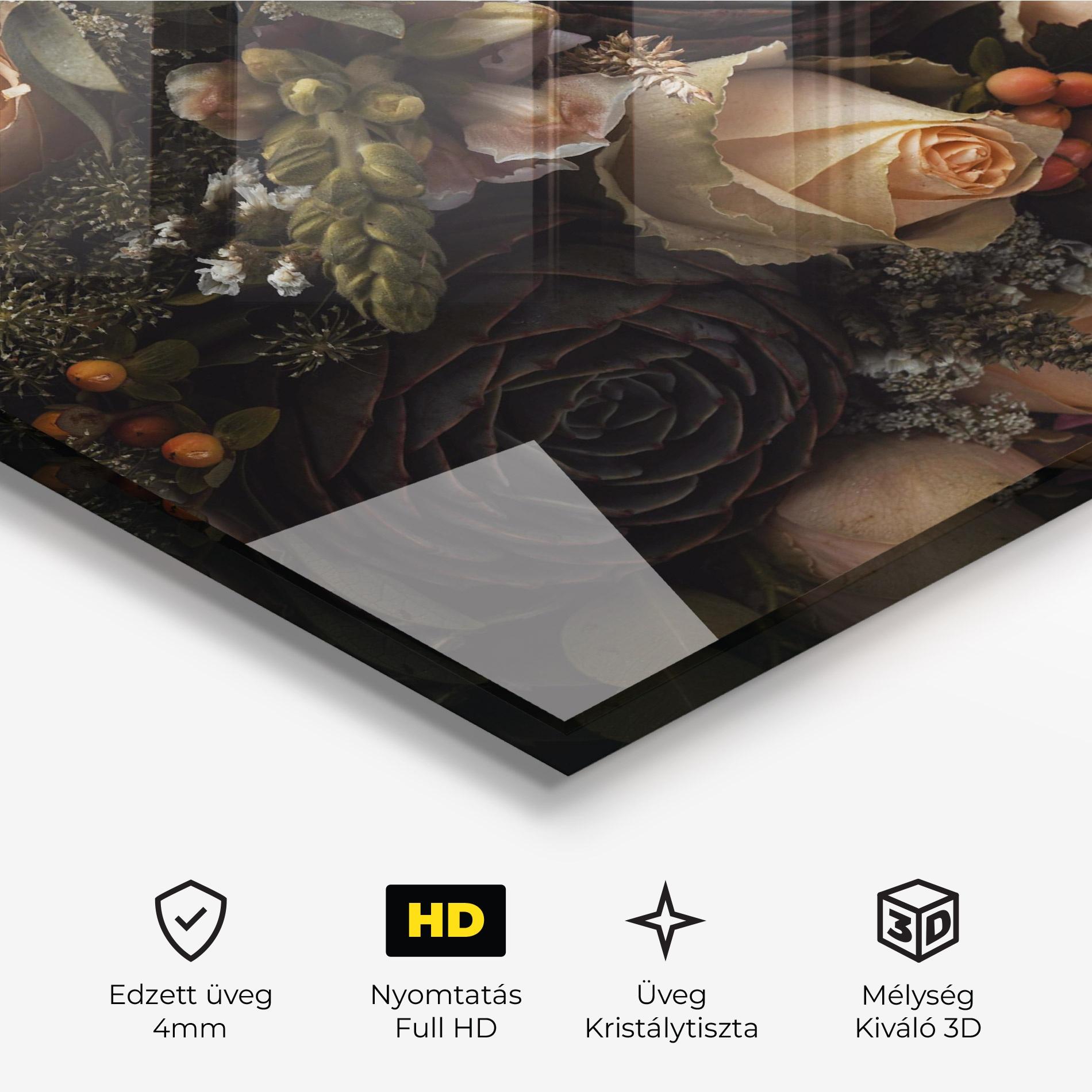 Üvegkép Luxurious Black Bouquet mockup 3