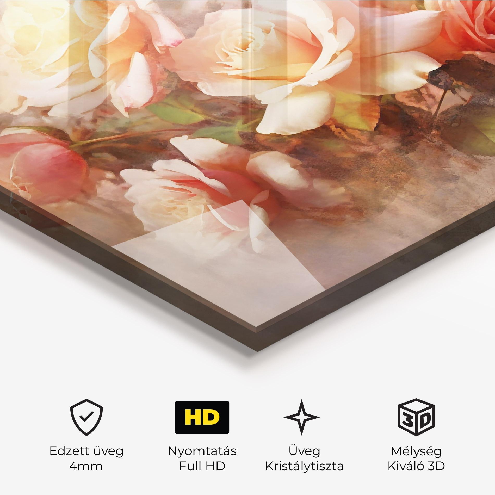 Üvegkép Roses Bouquet Painting mockup 3