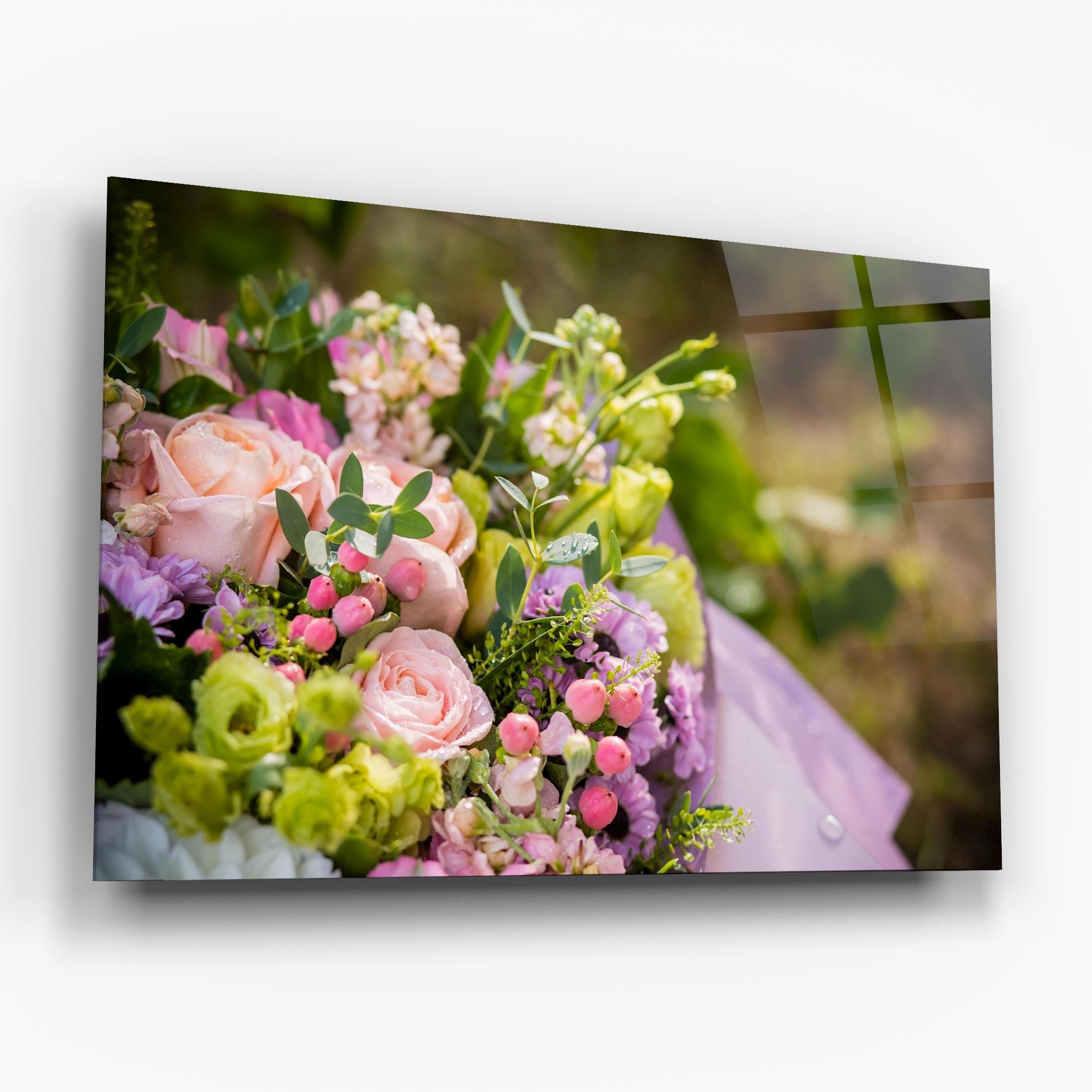 Üvegkép Green Pink Bouquet mockup 6