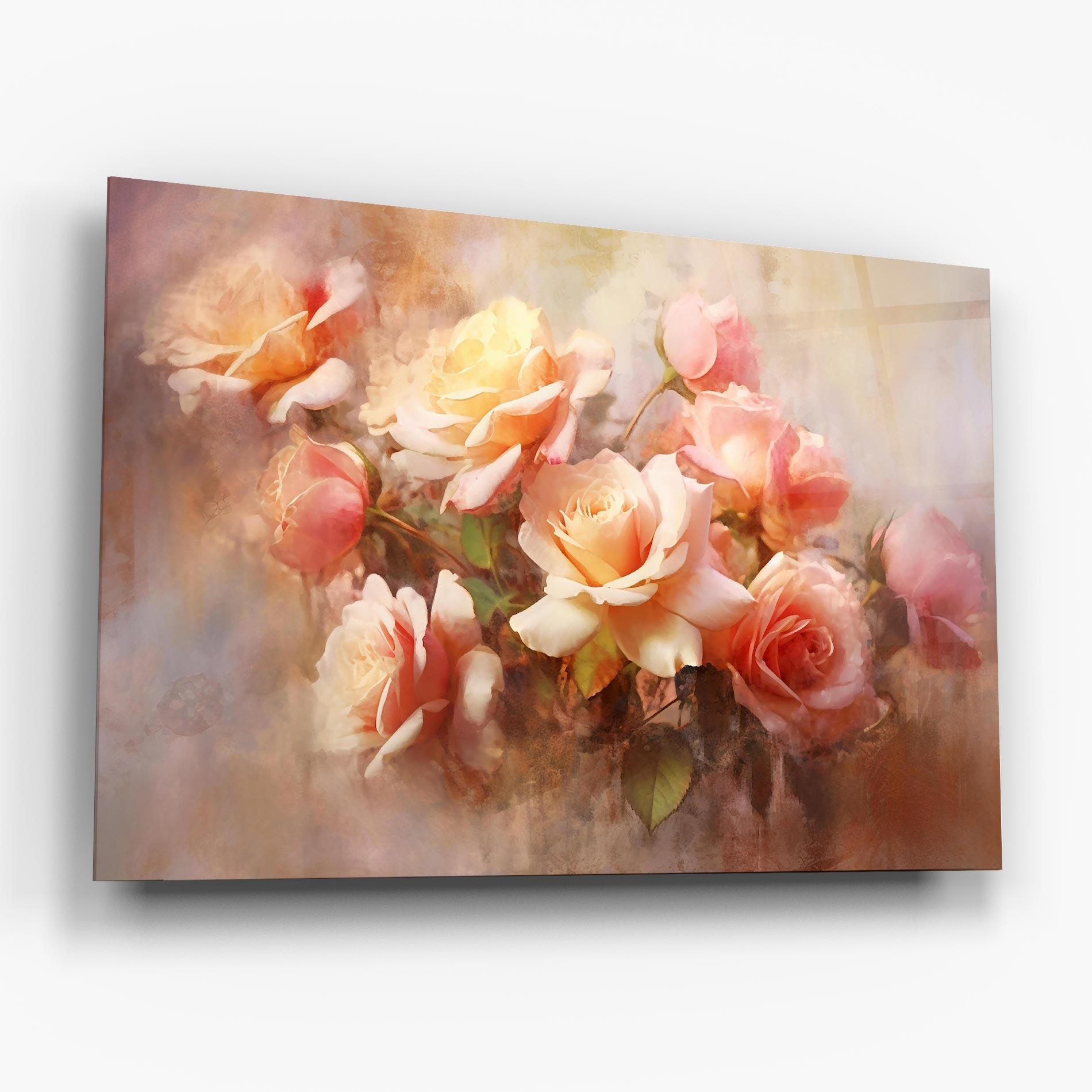Üvegkép Roses Bouquet Painting mockup 6