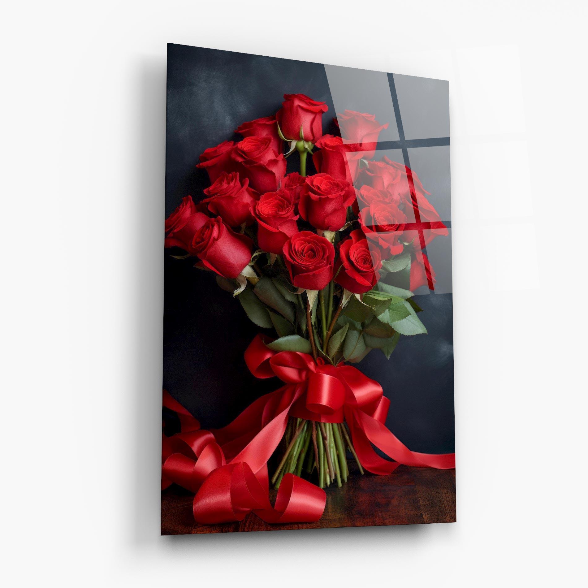 Üvegkép Beautiful Red Roses Bouquet mockup 6
