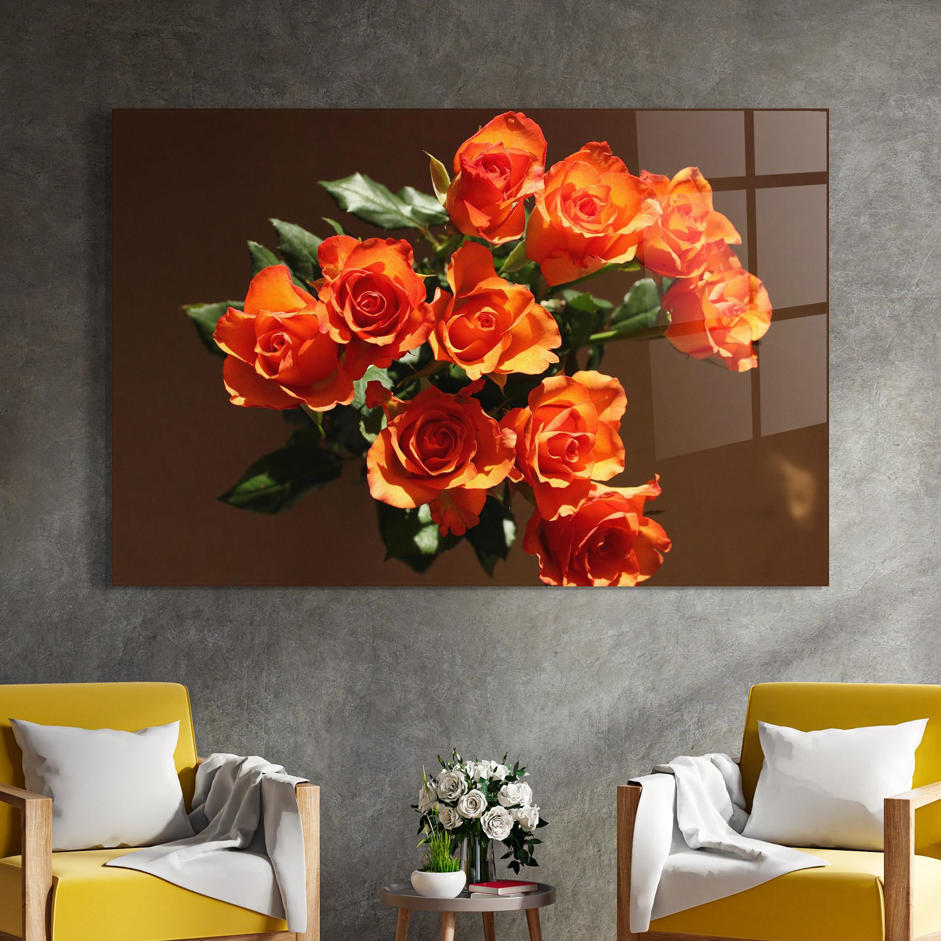 Üvegkép Orange Roses Bouquet mockup 4