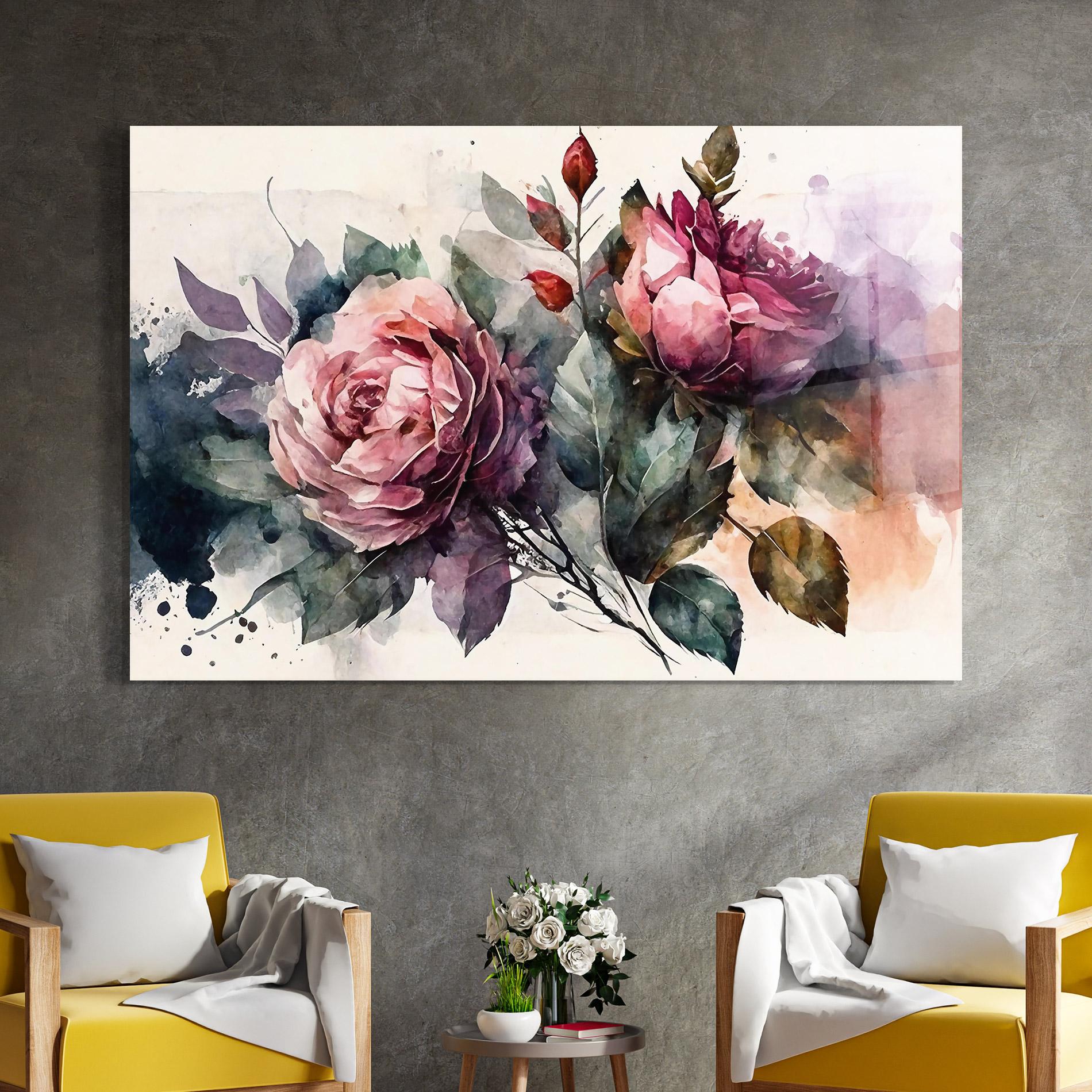 Üvegkép Roses Bouquet Art mockup 4