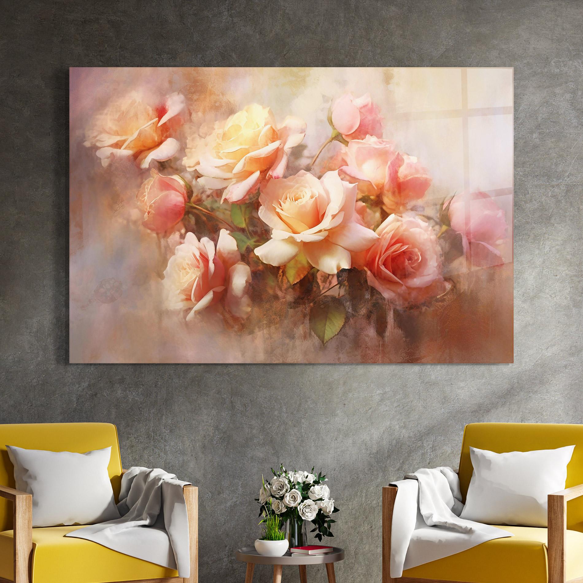 Üvegkép Roses Bouquet Painting mockup 4