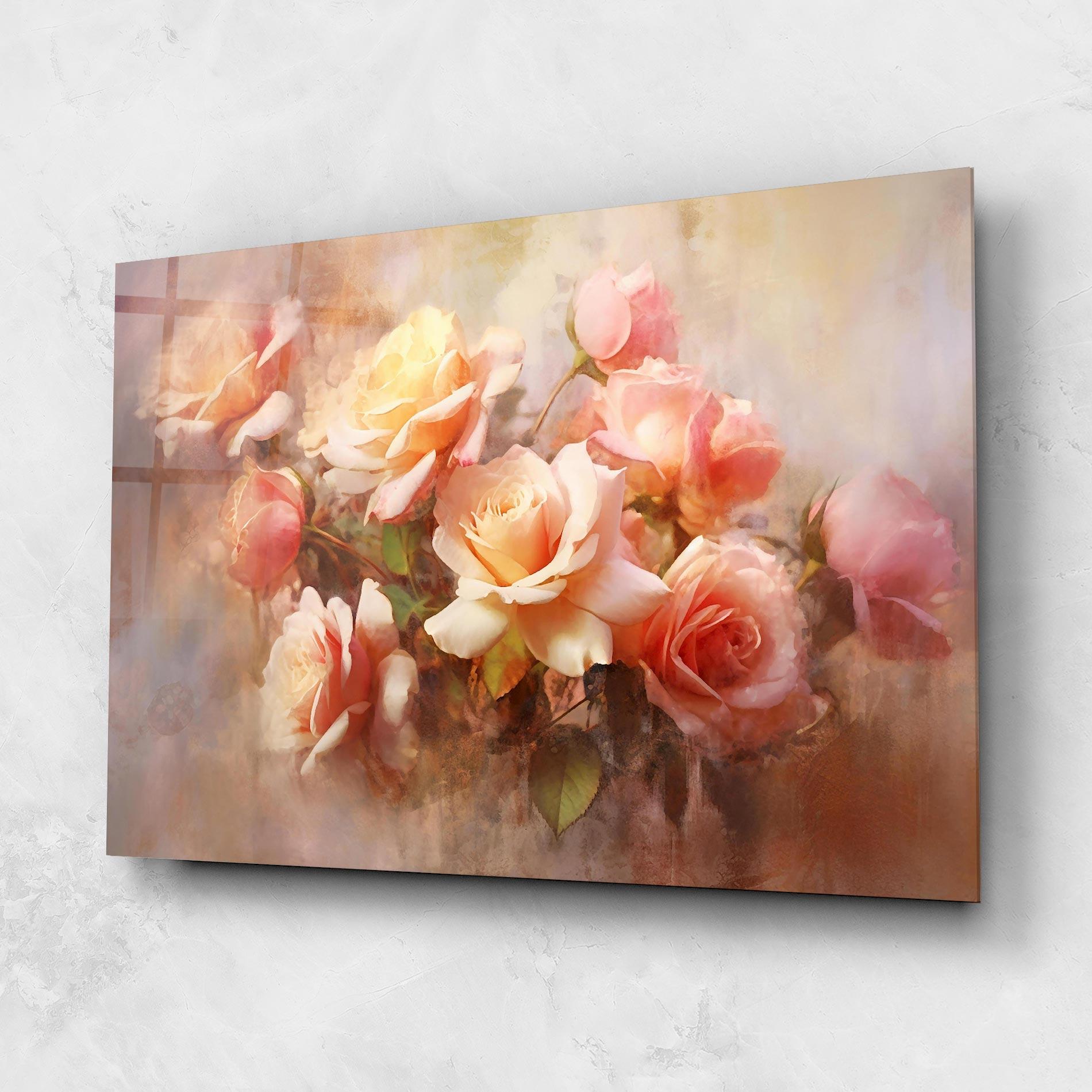 Üvegkép Roses Bouquet Painting mockup 1