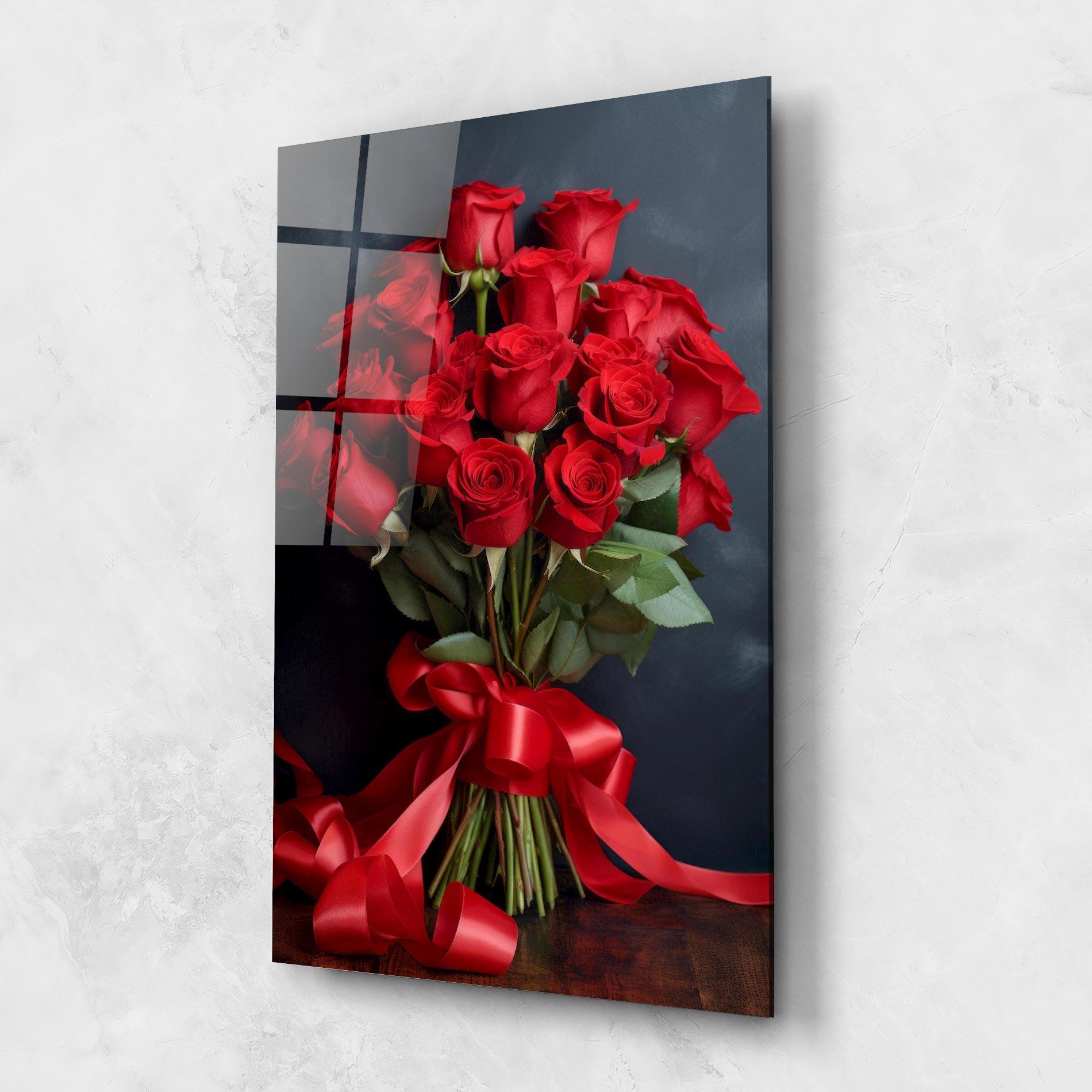 Üvegkép Beautiful Red Roses Bouquet mockup 1
