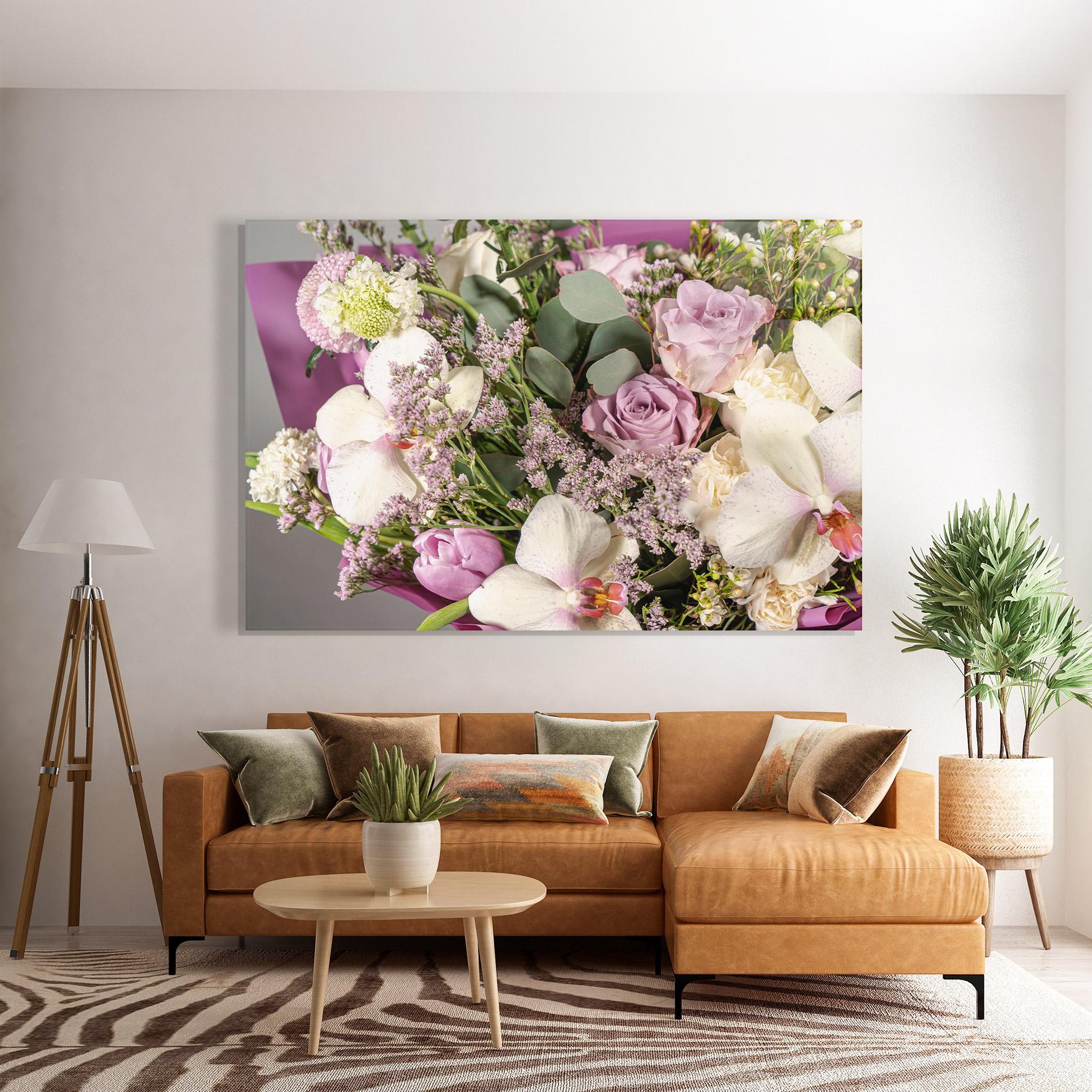 Üvegkép Cute Purple Bouquet mockup 7