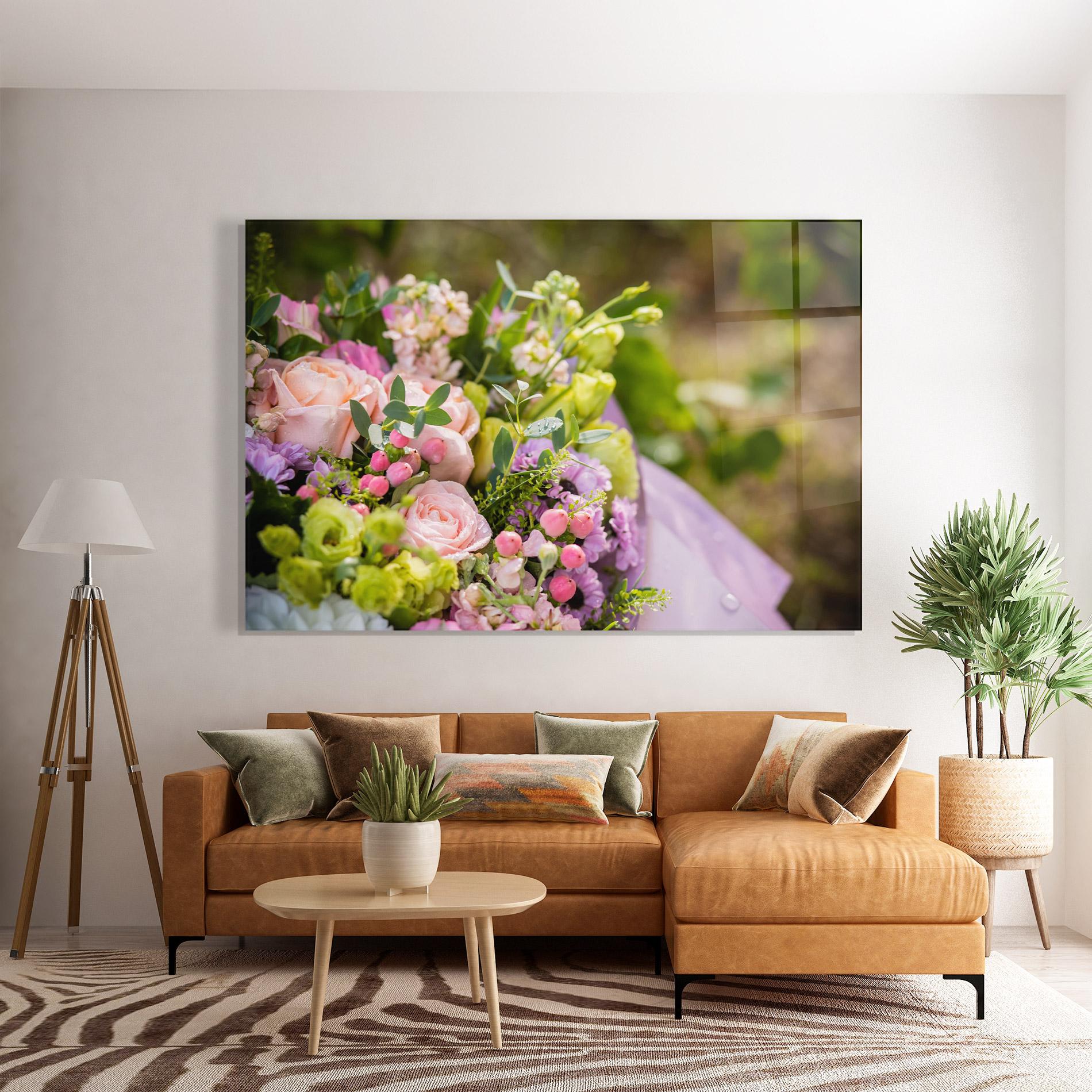 Üvegkép Green Pink Bouquet mockup 7