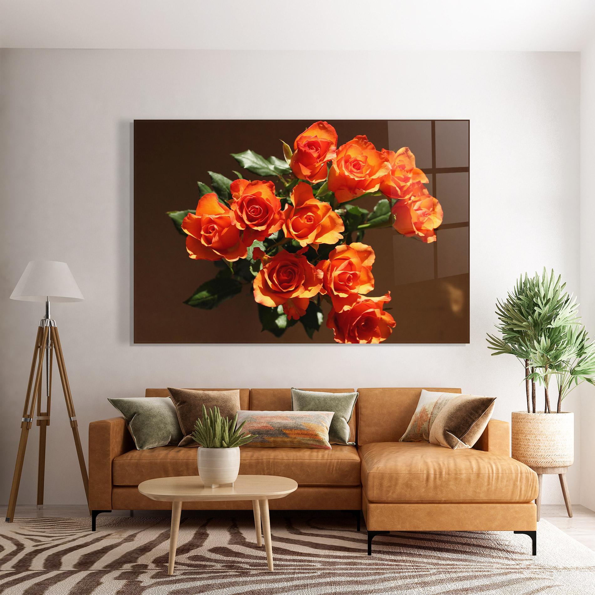 Üvegkép Orange Roses Bouquet mockup 7