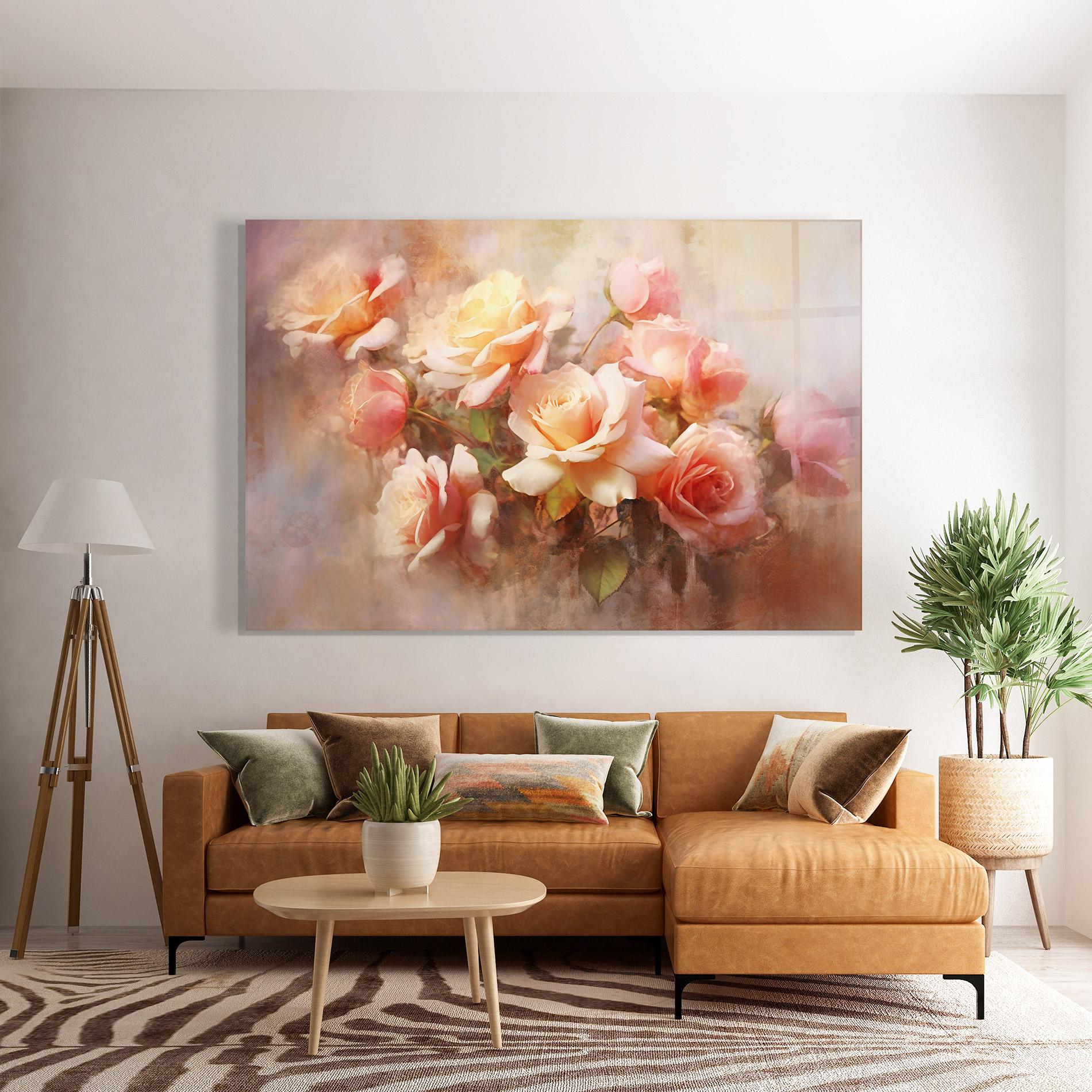 Üvegkép Roses Bouquet Painting mockup 7