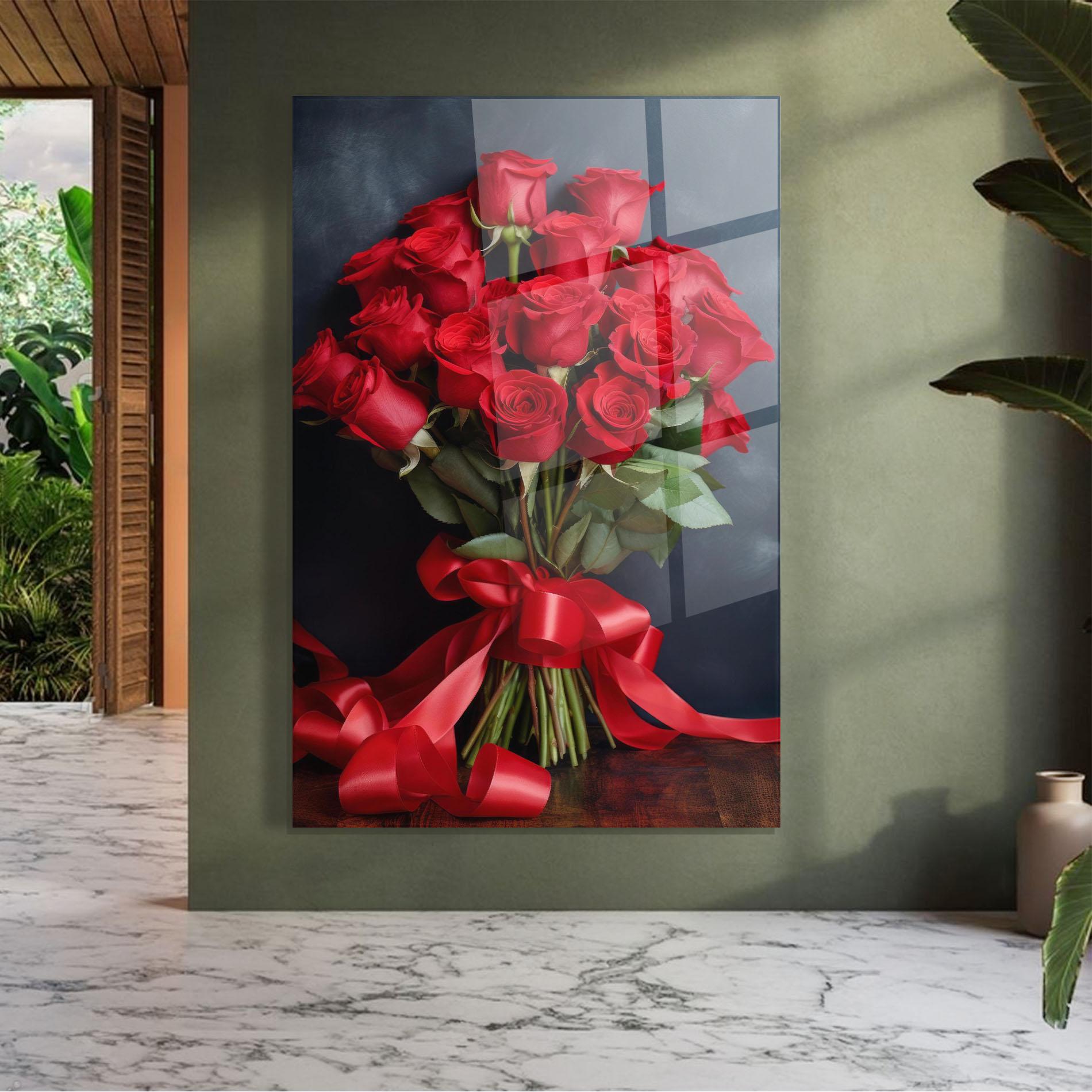 Üvegkép Beautiful Red Roses Bouquet mockup 7