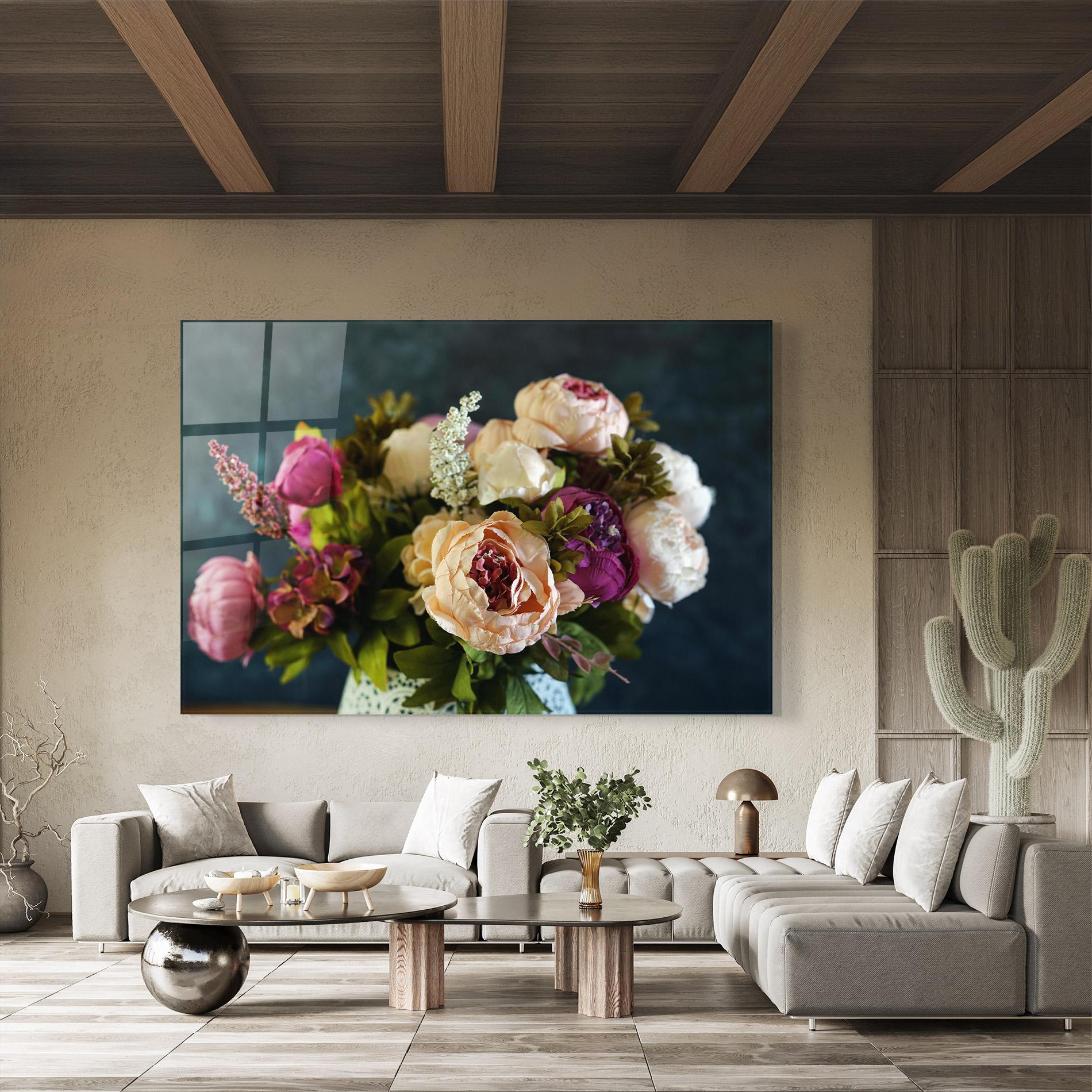 Üvegkép Cream Roses Bouquet mockup 8